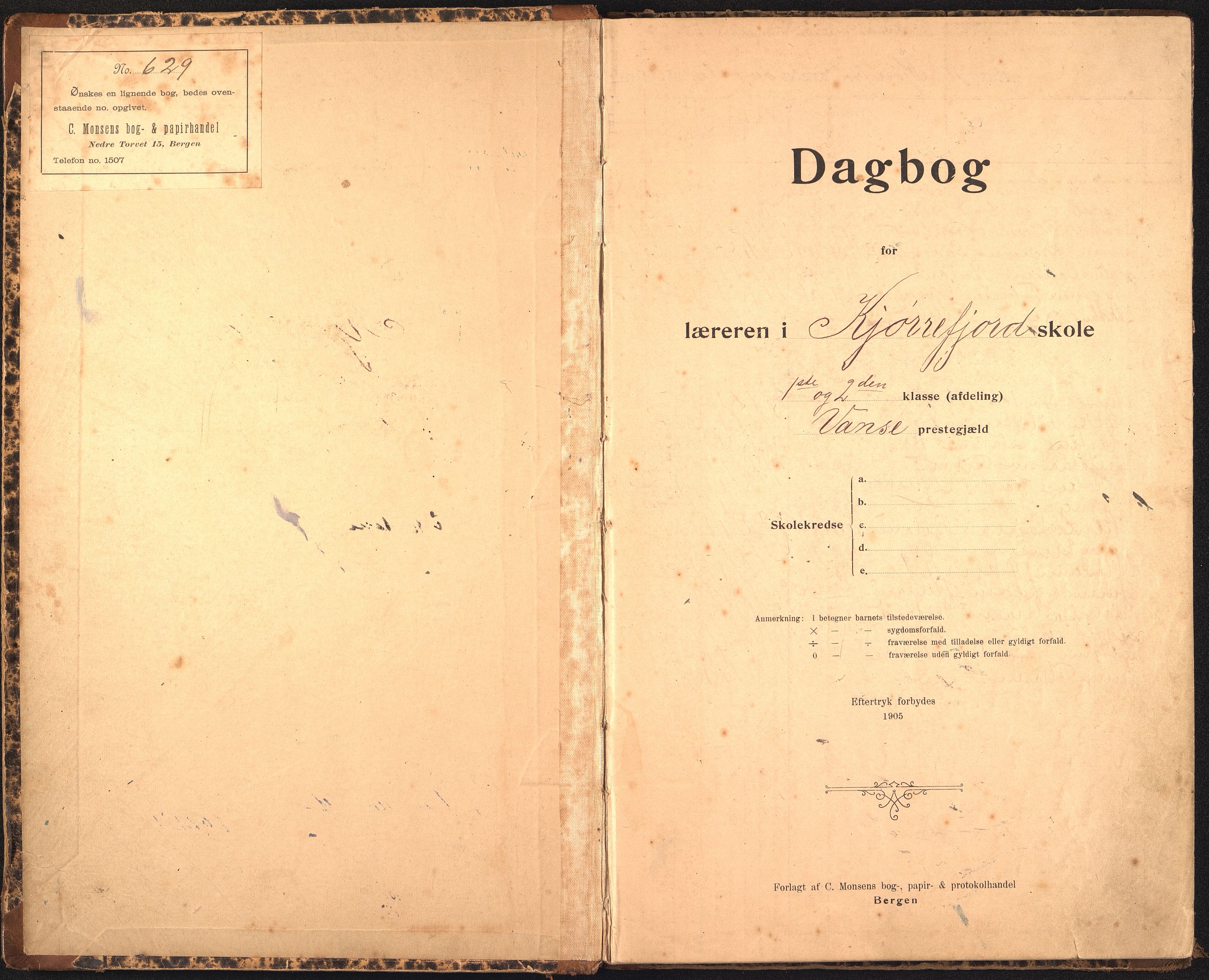 Lista kommune - Kjørrefjord Skole, ARKSOR/1003LI558/I/L0002: Dagbok (d), 1908-1924