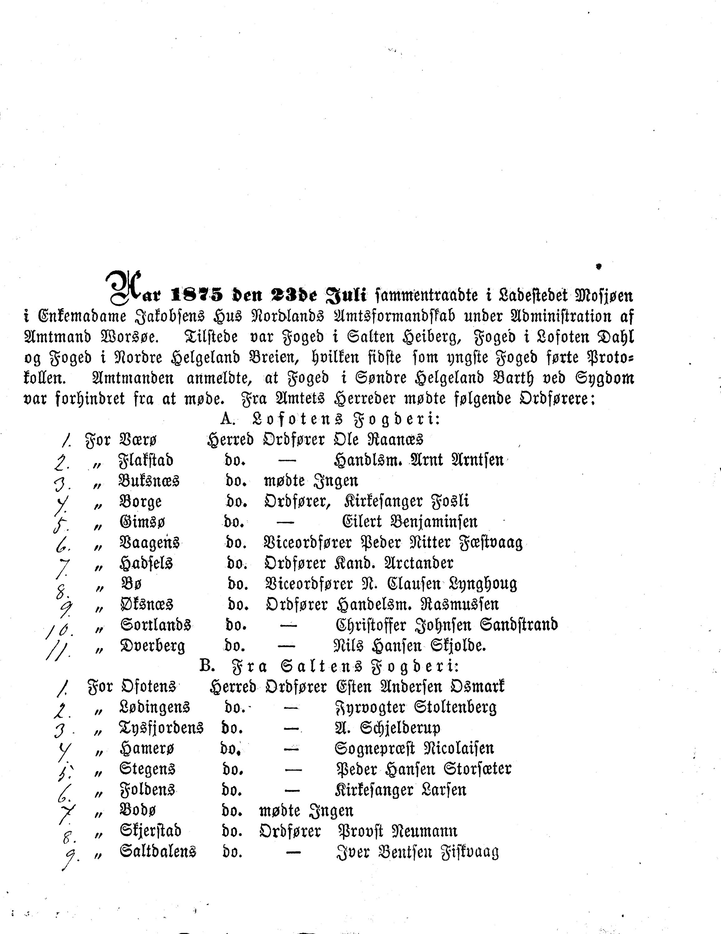 Nordland Fylkeskommune. Fylkestinget, AIN/NFK-17/176/A/Ac/L0007: Fylkestingsforhandlinger 1871-1875, 1871-1875