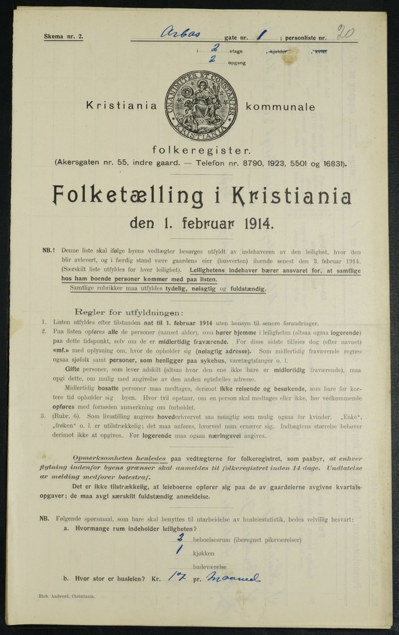 OBA, Kommunal folketelling 1.2.1914 for Kristiania, 1914, s. 1754