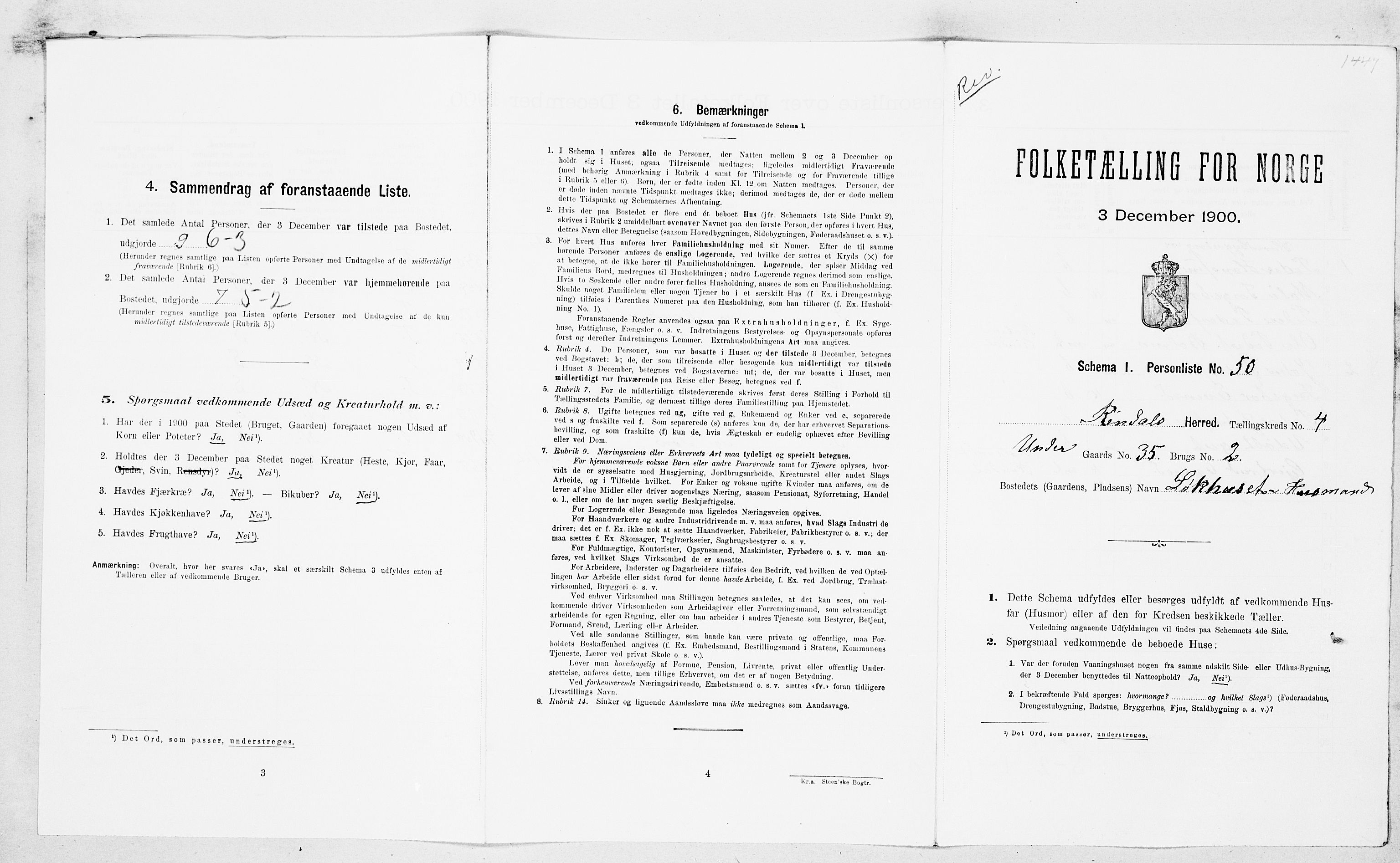 SAT, Folketelling 1900 for 1567 Rindal herred, 1900, s. 474