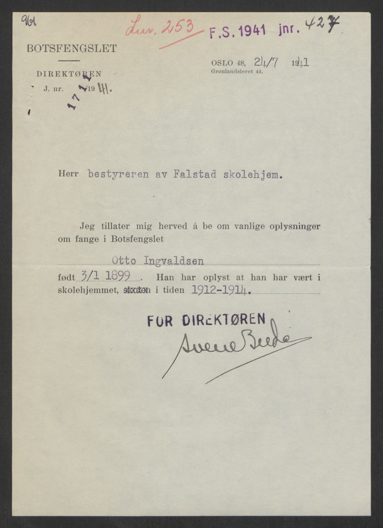 Falstad skolehjem, RA/S-1676/E/Eb/L0011: Elevmapper løpenr.. 240-260, 1911-1918, s. 244