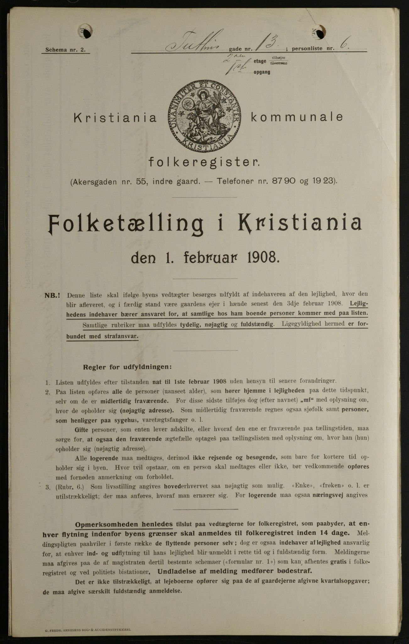 OBA, Kommunal folketelling 1.2.1908 for Kristiania kjøpstad, 1908, s. 96744