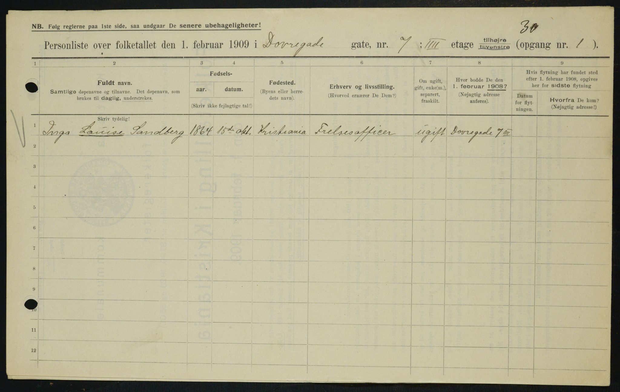 OBA, Kommunal folketelling 1.2.1909 for Kristiania kjøpstad, 1909, s. 14794