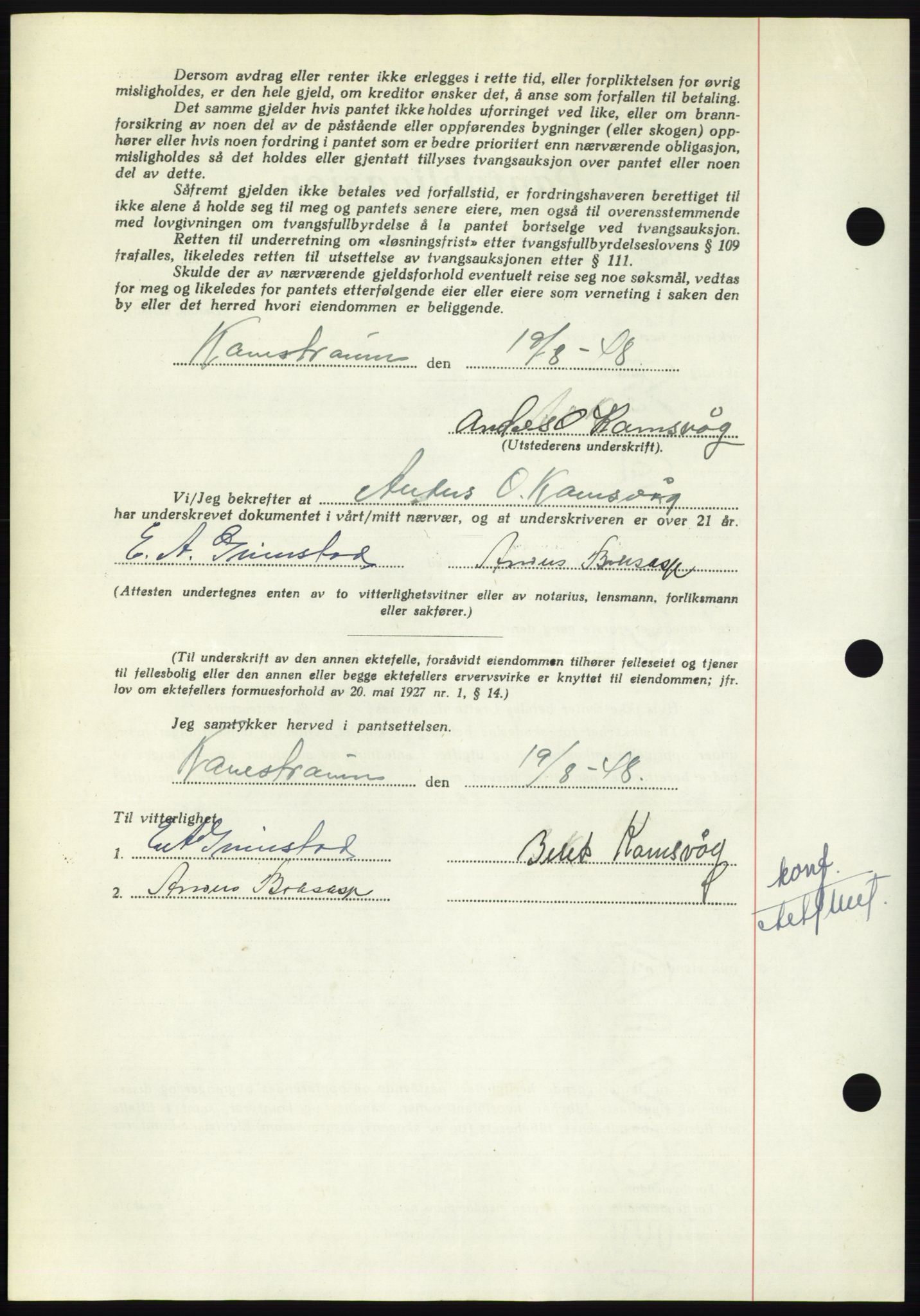 Nordmøre sorenskriveri, AV/SAT-A-4132/1/2/2Ca: Pantebok nr. B99, 1948-1948, Dagboknr: 2537/1948