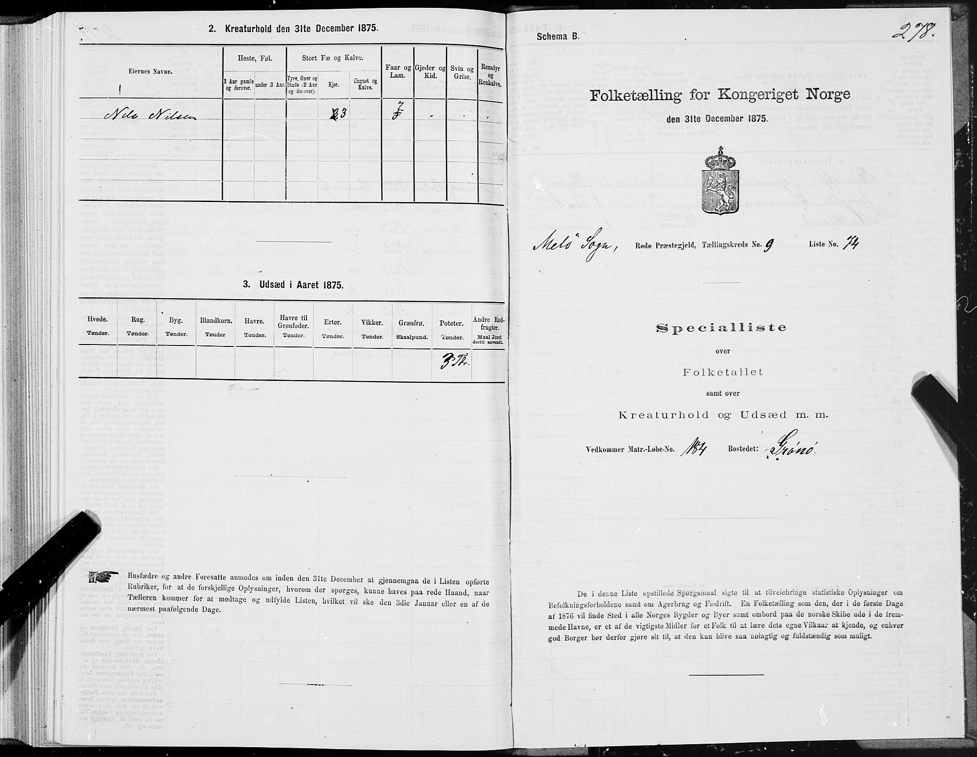 SAT, Folketelling 1875 for 1836P Rødøy prestegjeld, 1875, s. 4278