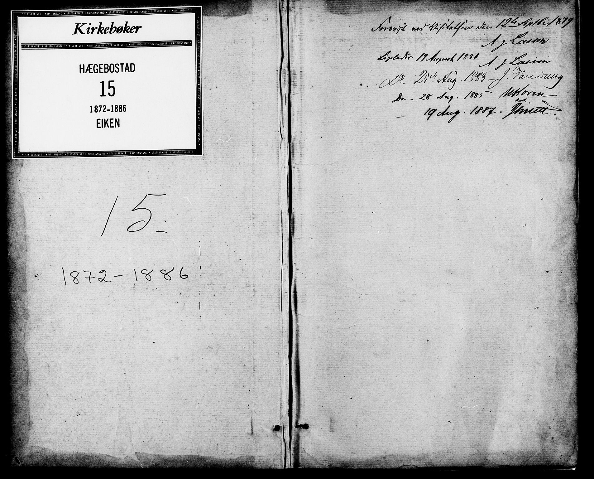 Hægebostad sokneprestkontor, AV/SAK-1111-0024/F/Fa/Fab/L0003: Ministerialbok nr. A 3, 1872-1886