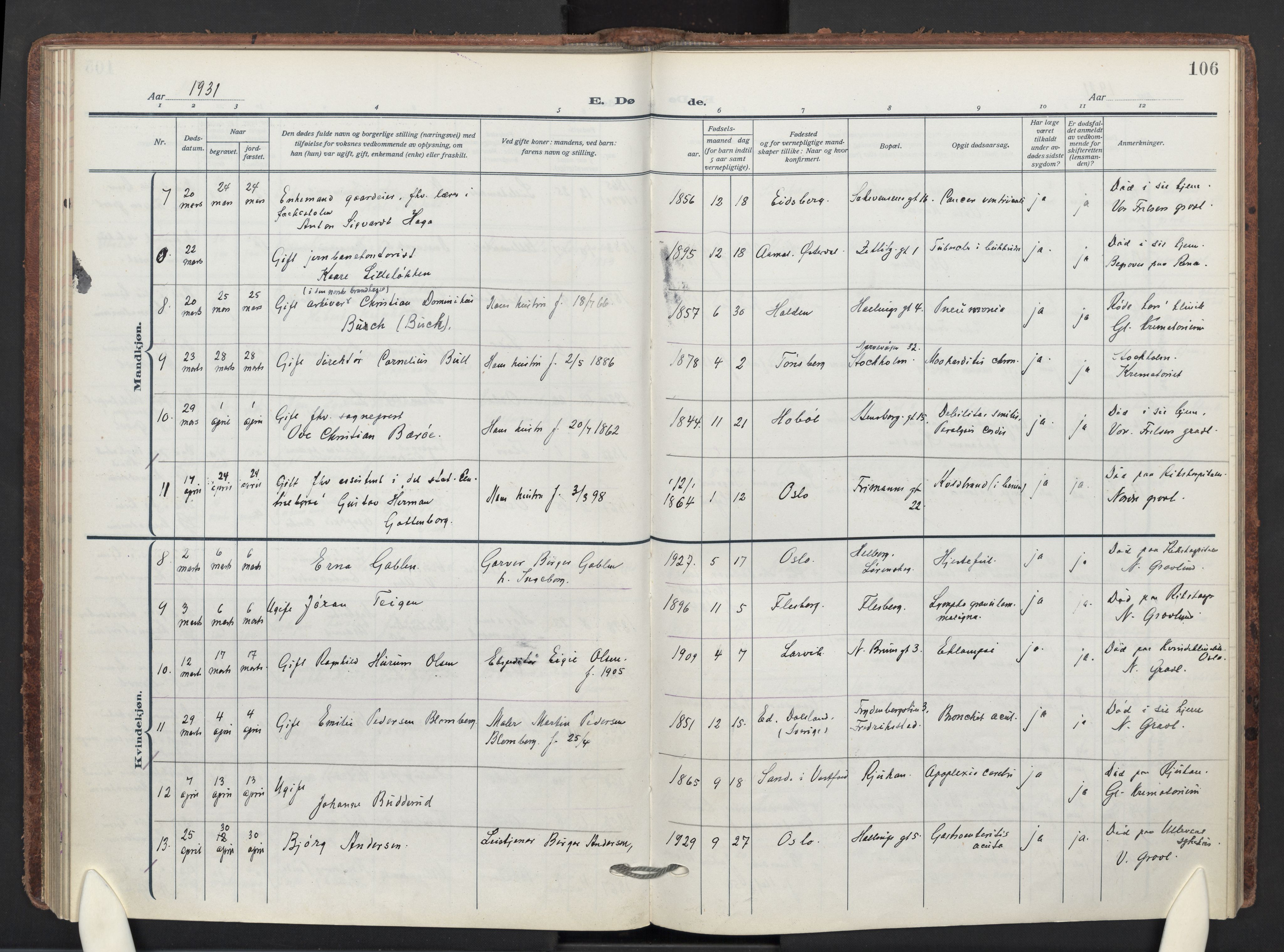 Markus prestekontor Kirkebøker, AV/SAO-A-10830/F/L0004: Ministerialbok nr. 4, 1917-1943, s. 106