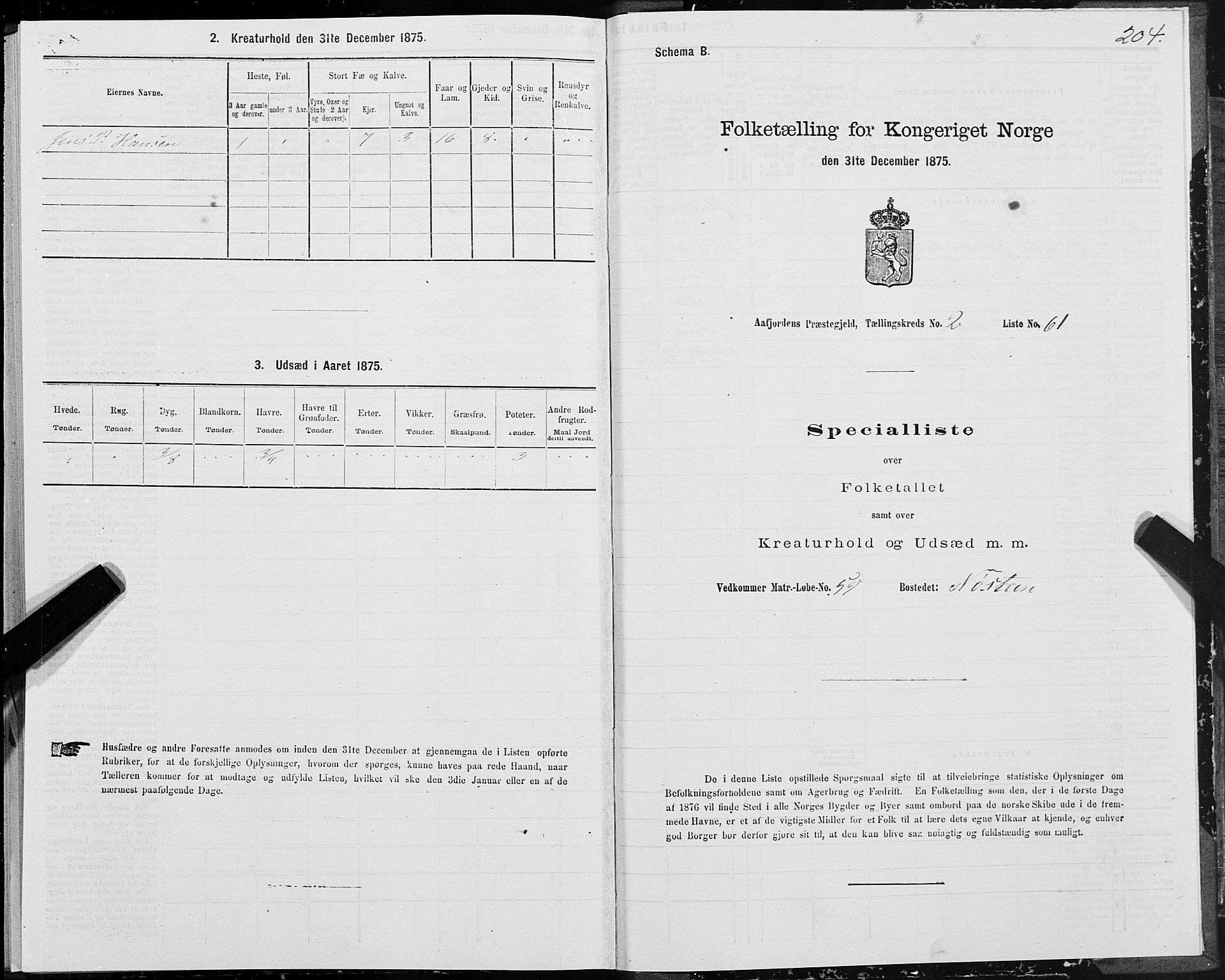 SAT, Folketelling 1875 for 1630P Aafjorden prestegjeld, 1875, s. 1204