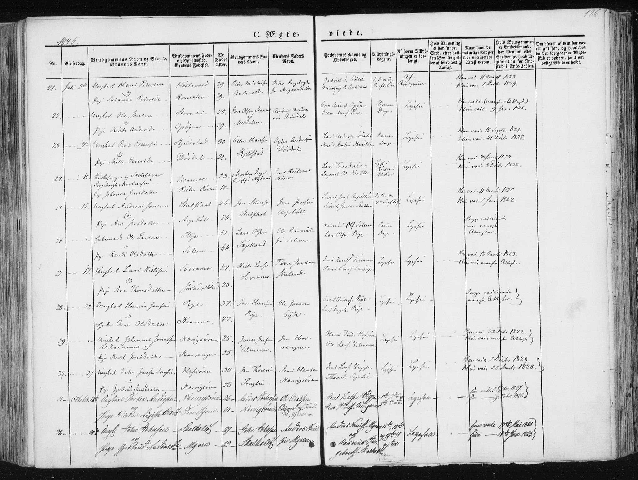 Ministerialprotokoller, klokkerbøker og fødselsregistre - Sør-Trøndelag, SAT/A-1456/668/L0805: Ministerialbok nr. 668A05, 1840-1853, s. 186