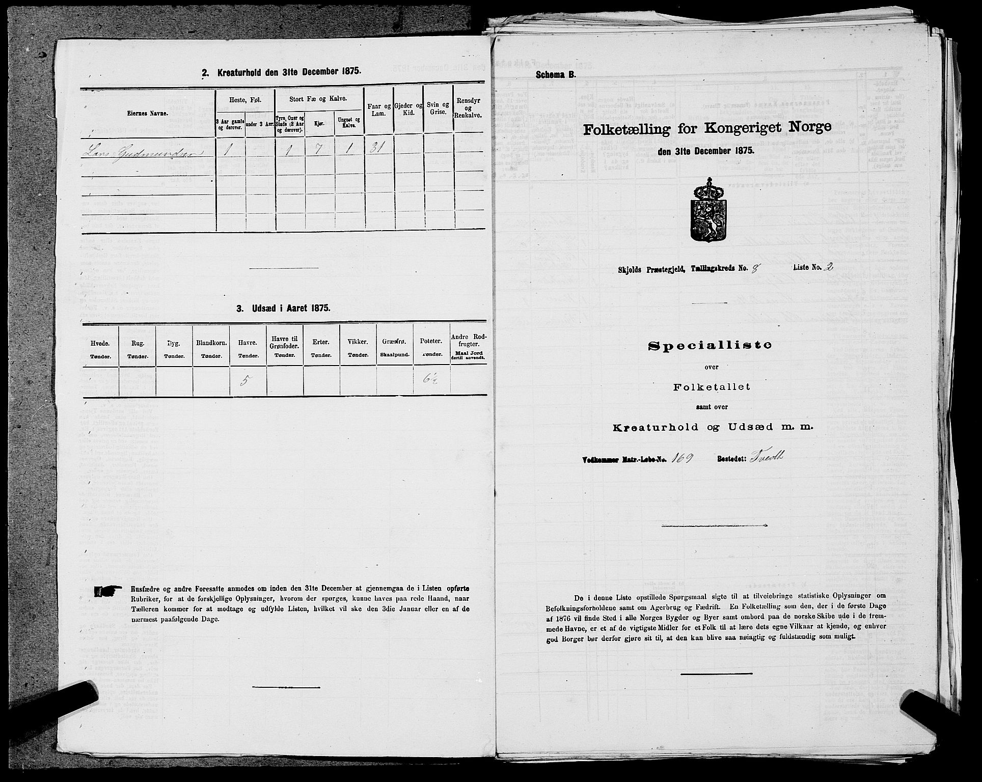 SAST, Folketelling 1875 for 1154P Skjold prestegjeld, 1875, s. 723