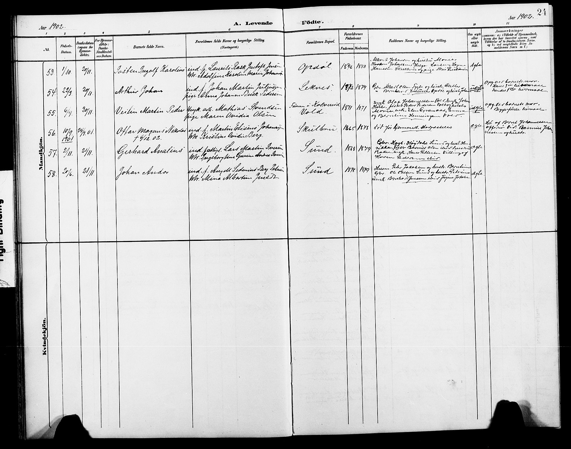 Ministerialprotokoller, klokkerbøker og fødselsregistre - Nordland, AV/SAT-A-1459/881/L1168: Klokkerbok nr. 881C05, 1900-1911, s. 24