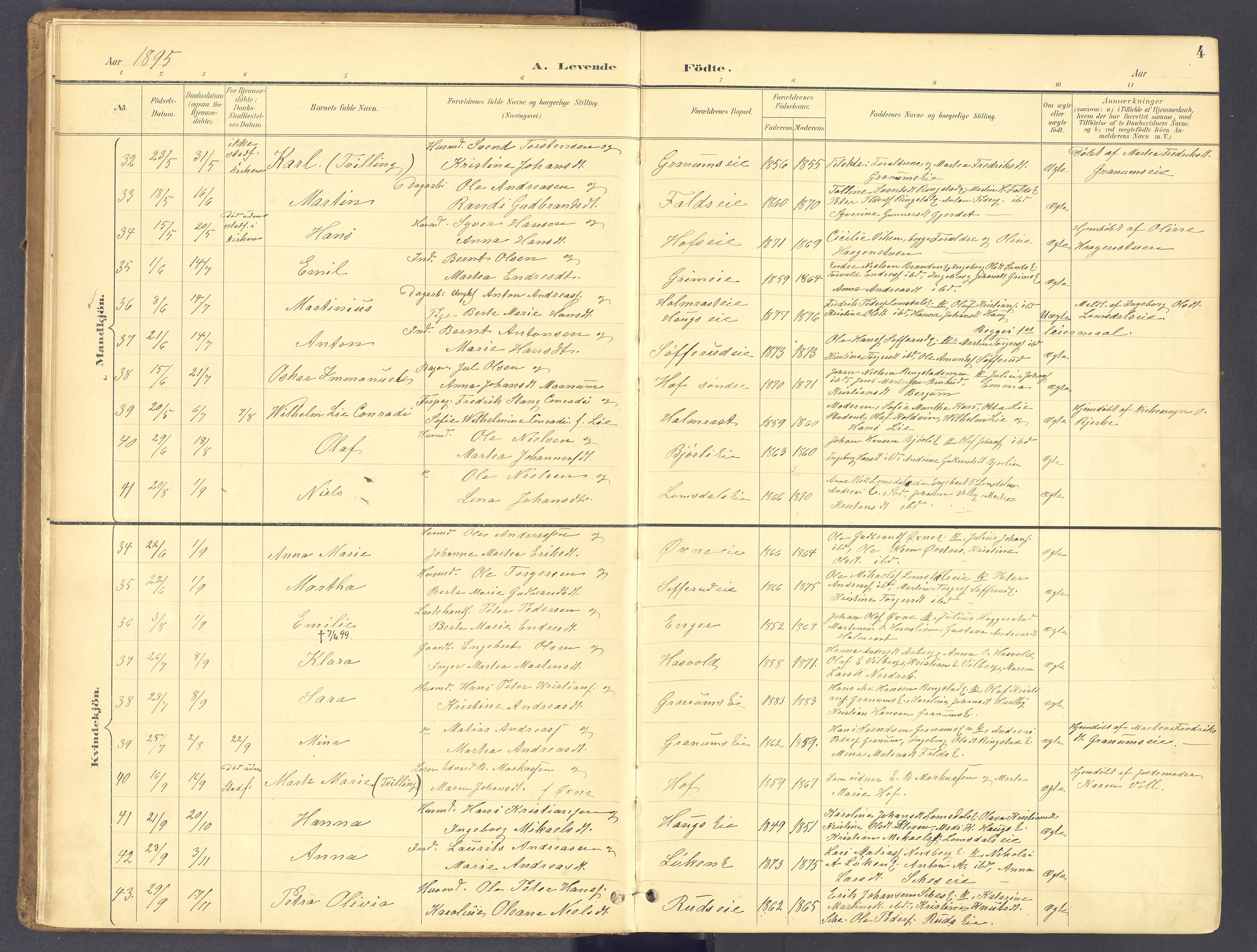 Søndre Land prestekontor, AV/SAH-PREST-122/K/L0006: Ministerialbok nr. 6, 1895-1904, s. 4