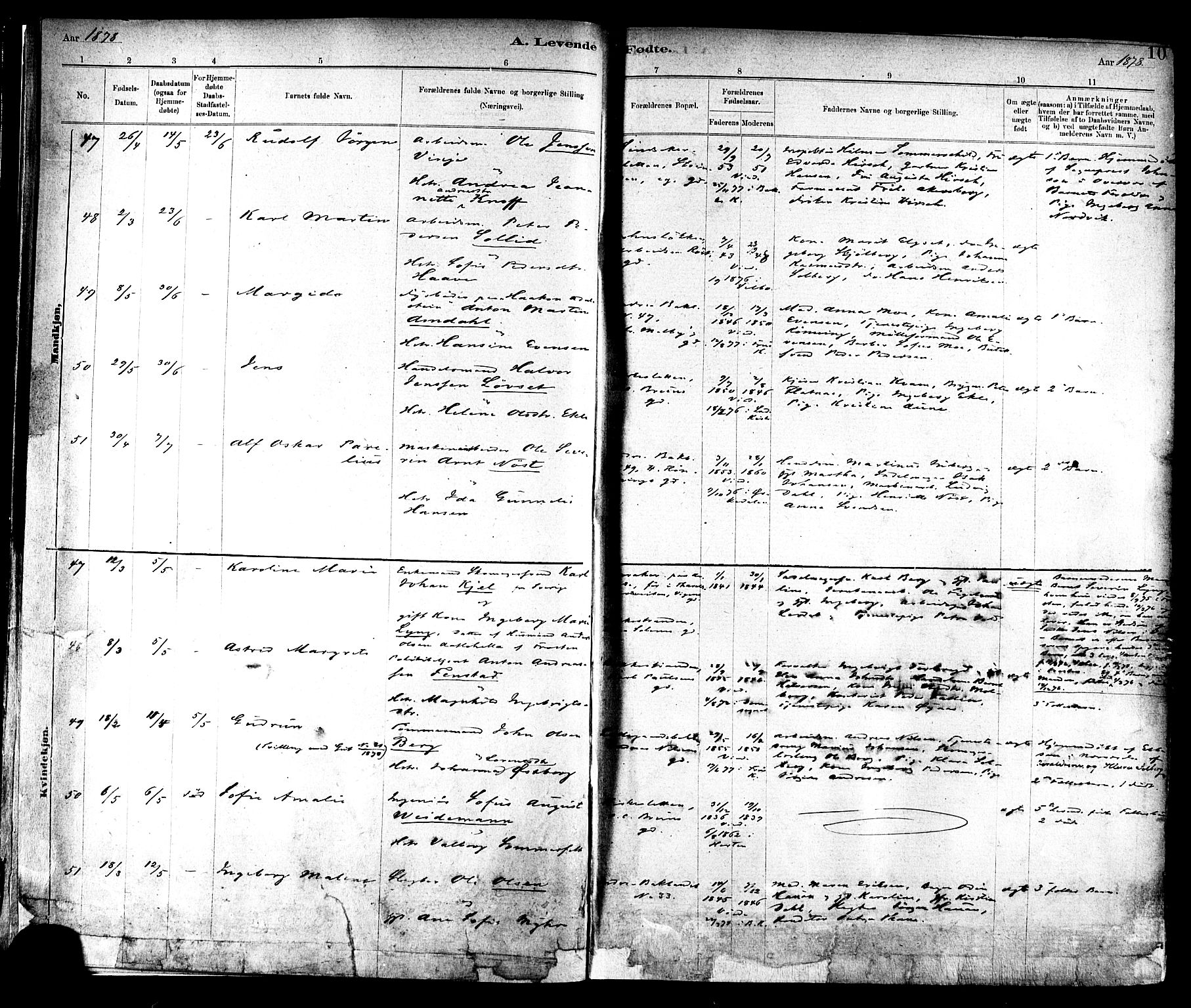 Ministerialprotokoller, klokkerbøker og fødselsregistre - Sør-Trøndelag, SAT/A-1456/604/L0188: Ministerialbok nr. 604A09, 1878-1892, s. 10