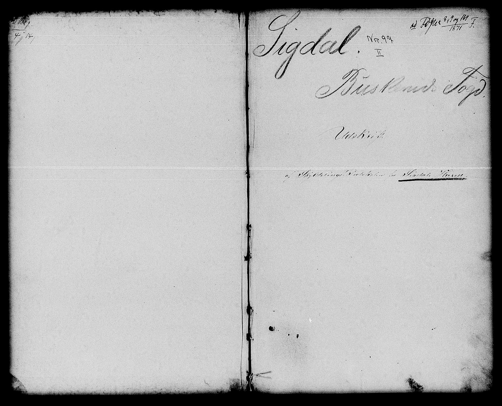 Matrikkelrevisjonen av 1863, RA/S-1530/F/Fe/L0097/0002: Sigdal (Krødsherad) / II. Avskrift (Resyme), 1863