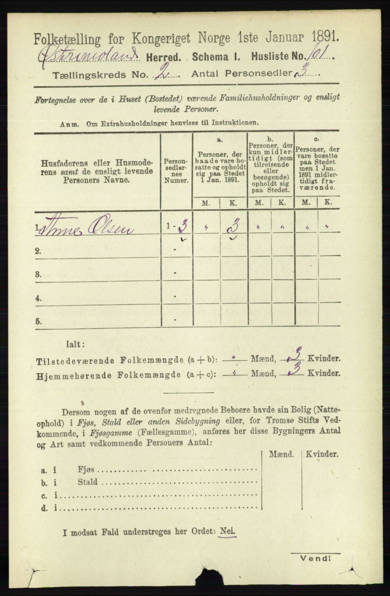 RA, Folketelling 1891 for 0918 Austre Moland herred, 1891, s. 668