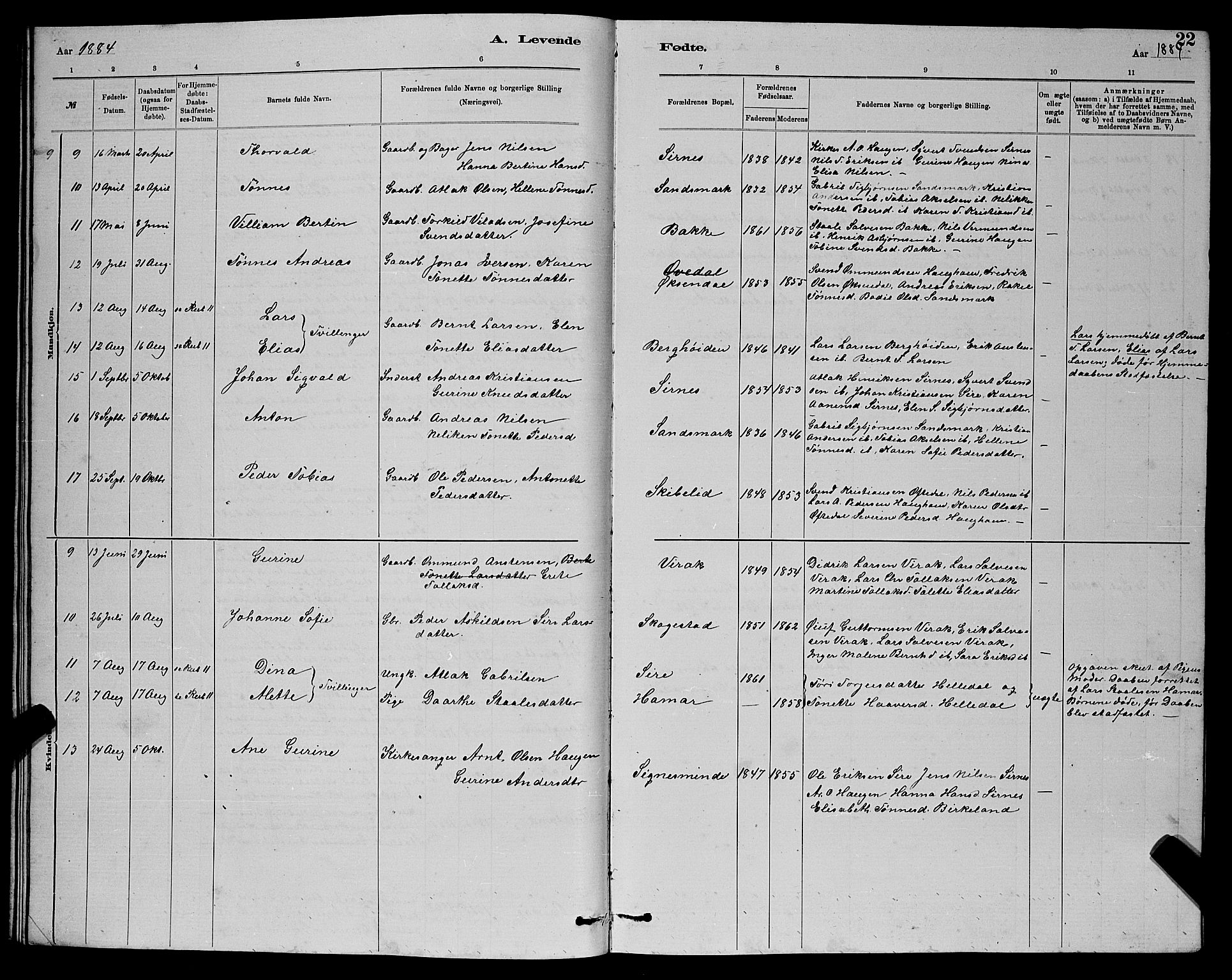 Bakke sokneprestkontor, AV/SAK-1111-0002/F/Fb/Fba/L0002: Klokkerbok nr. B 2, 1879-1893, s. 22