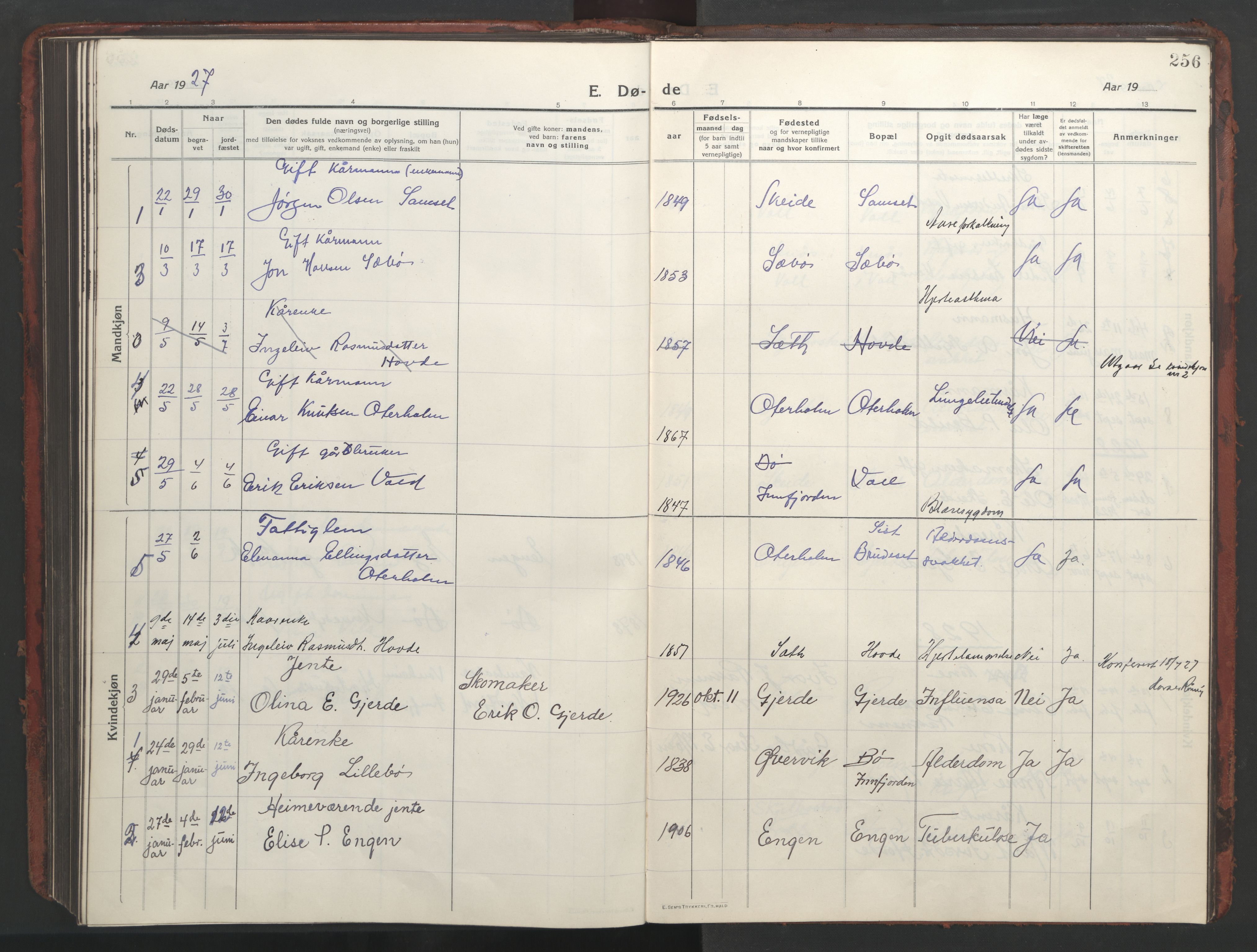 Ministerialprotokoller, klokkerbøker og fødselsregistre - Møre og Romsdal, AV/SAT-A-1454/543/L0565: Klokkerbok nr. 543C03, 1916-1955, s. 256