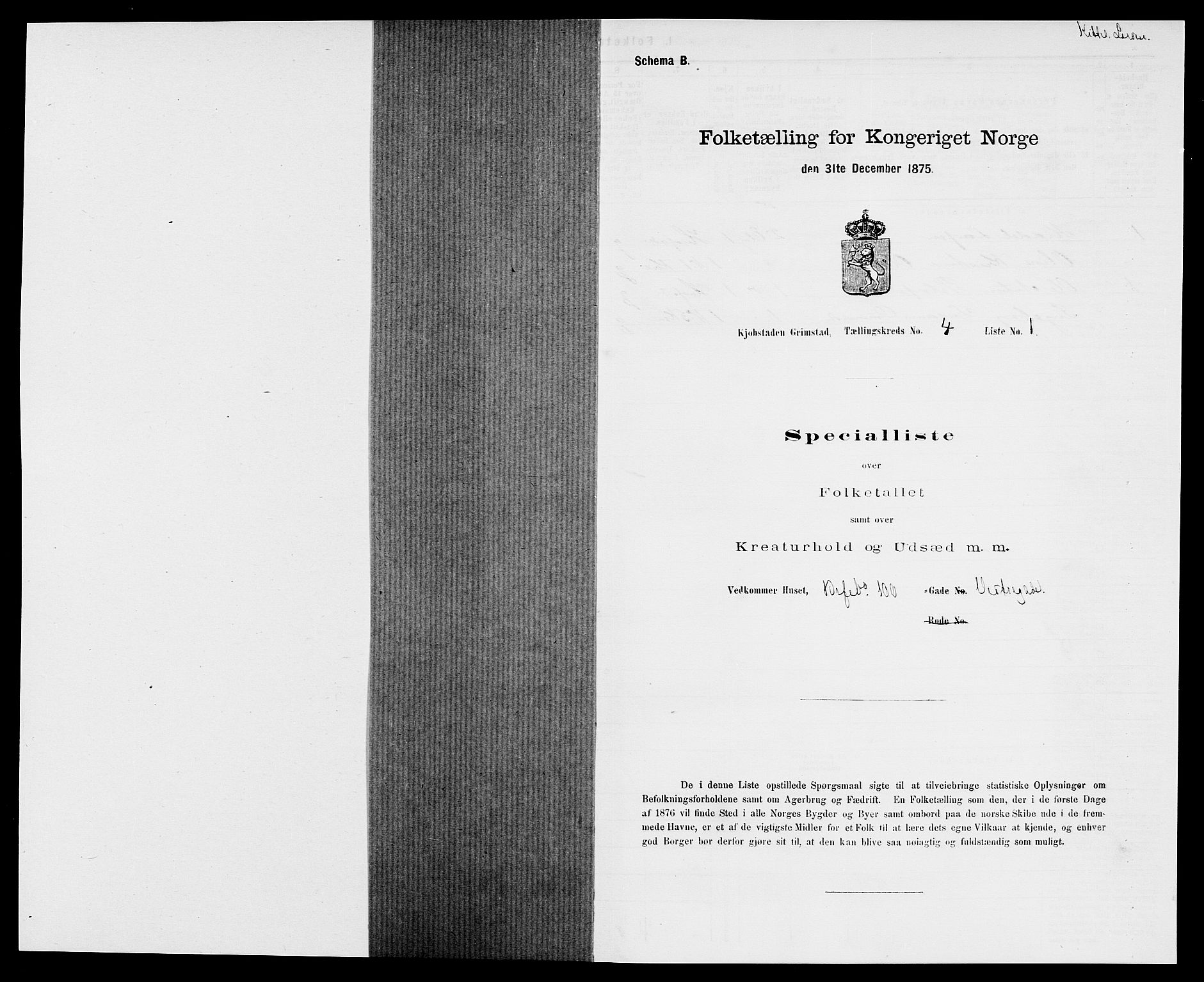 SAK, Folketelling 1875 for 0904B Fjære prestegjeld, Grimstad kjøpstad, 1875, s. 394