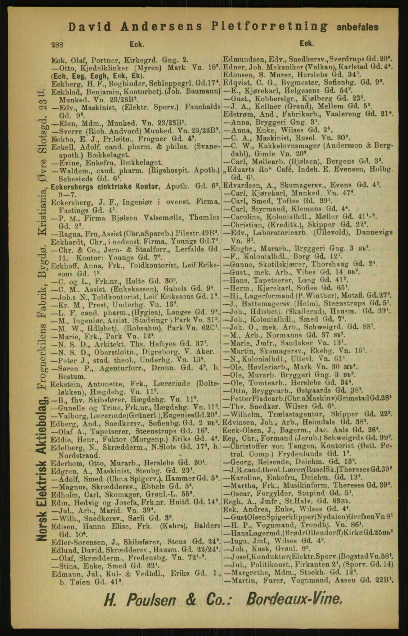 Kristiania/Oslo adressebok, PUBL/-, 1900, s. 288