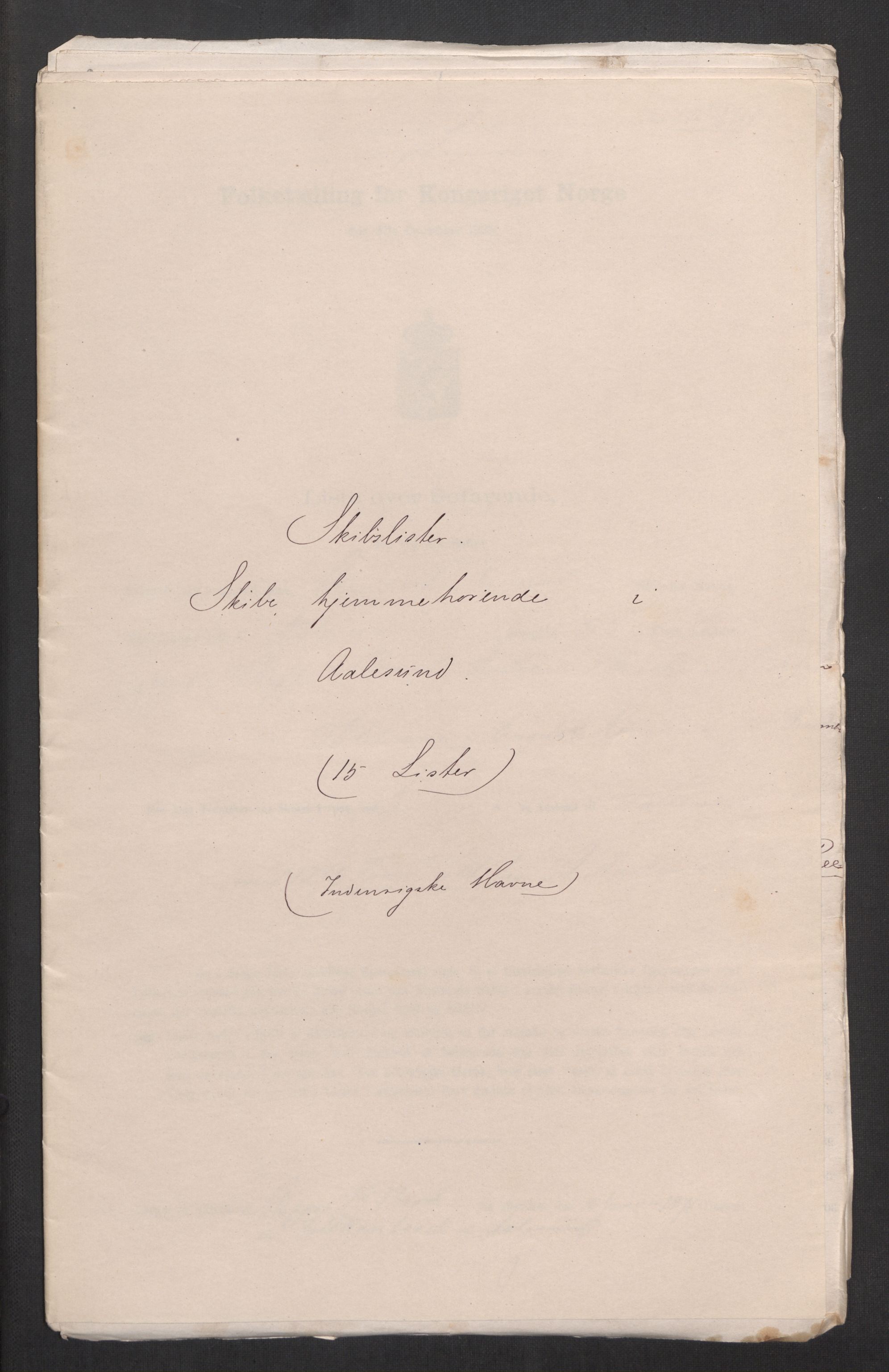 RA, Folketelling 1875, skipslister: Skip i innenrikske havner, hjemmehørende i byer og ladesteder, 1875, s. 1069