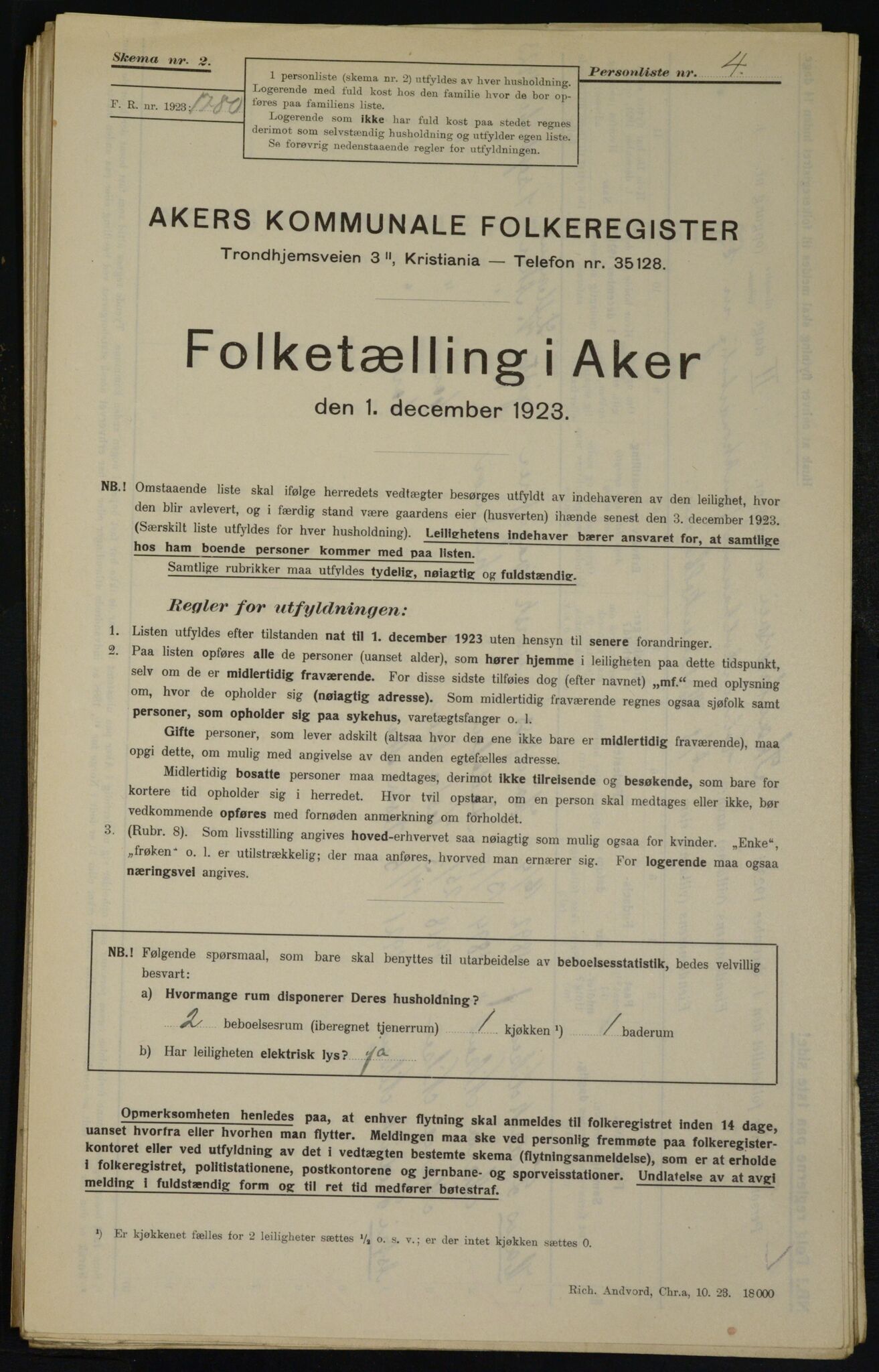 , Kommunal folketelling 1.12.1923 for Aker, 1923, s. 19316