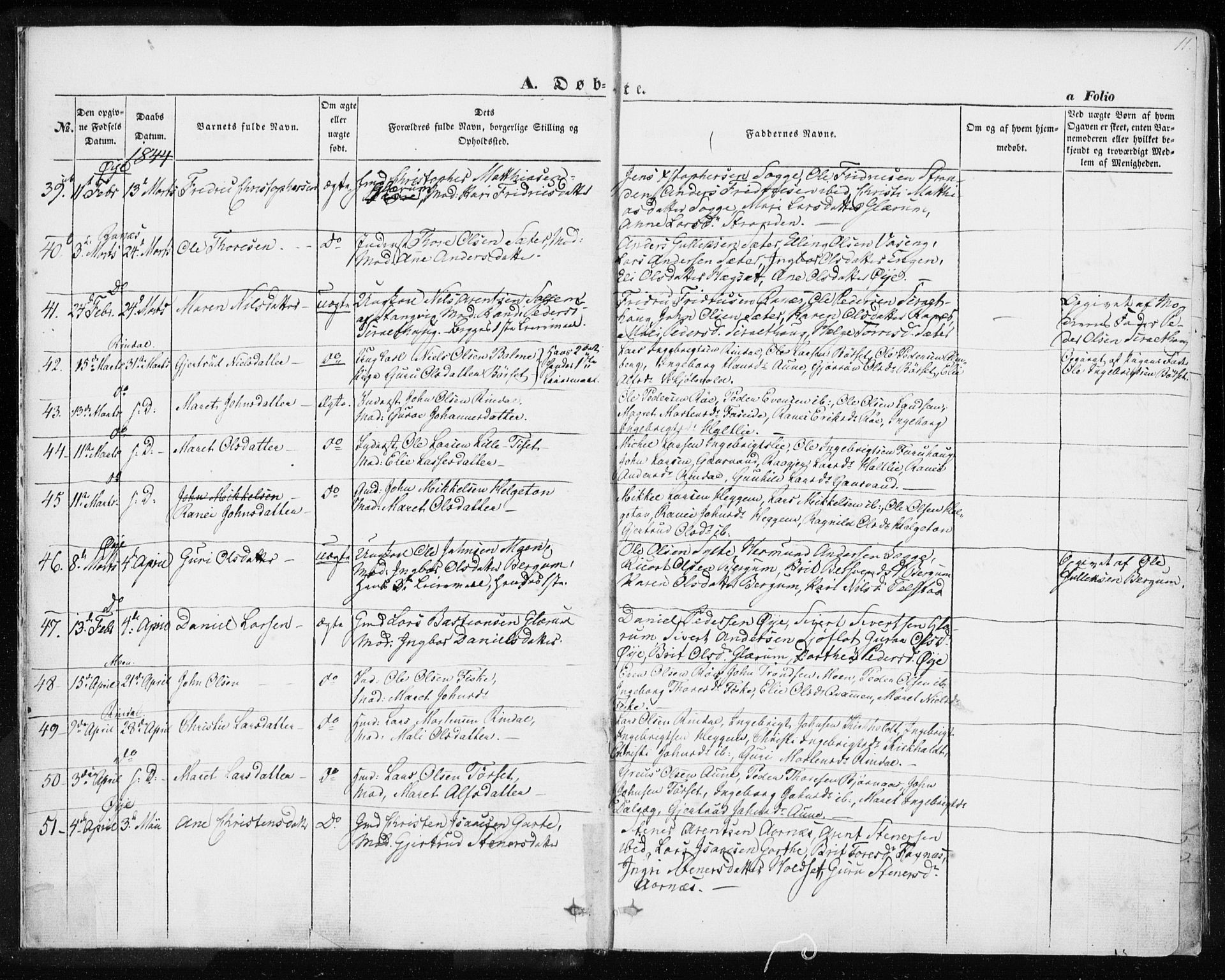 Ministerialprotokoller, klokkerbøker og fødselsregistre - Møre og Romsdal, AV/SAT-A-1454/595/L1043: Ministerialbok nr. 595A05, 1843-1851, s. 11