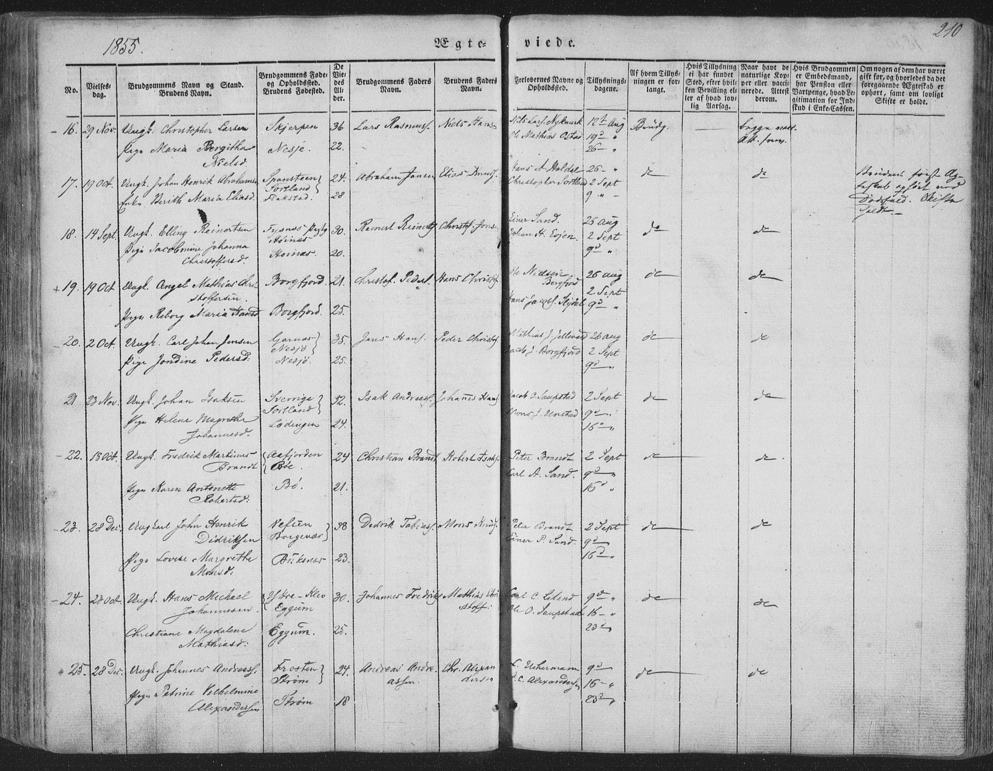 Ministerialprotokoller, klokkerbøker og fødselsregistre - Nordland, SAT/A-1459/880/L1131: Ministerialbok nr. 880A05, 1844-1868, s. 210