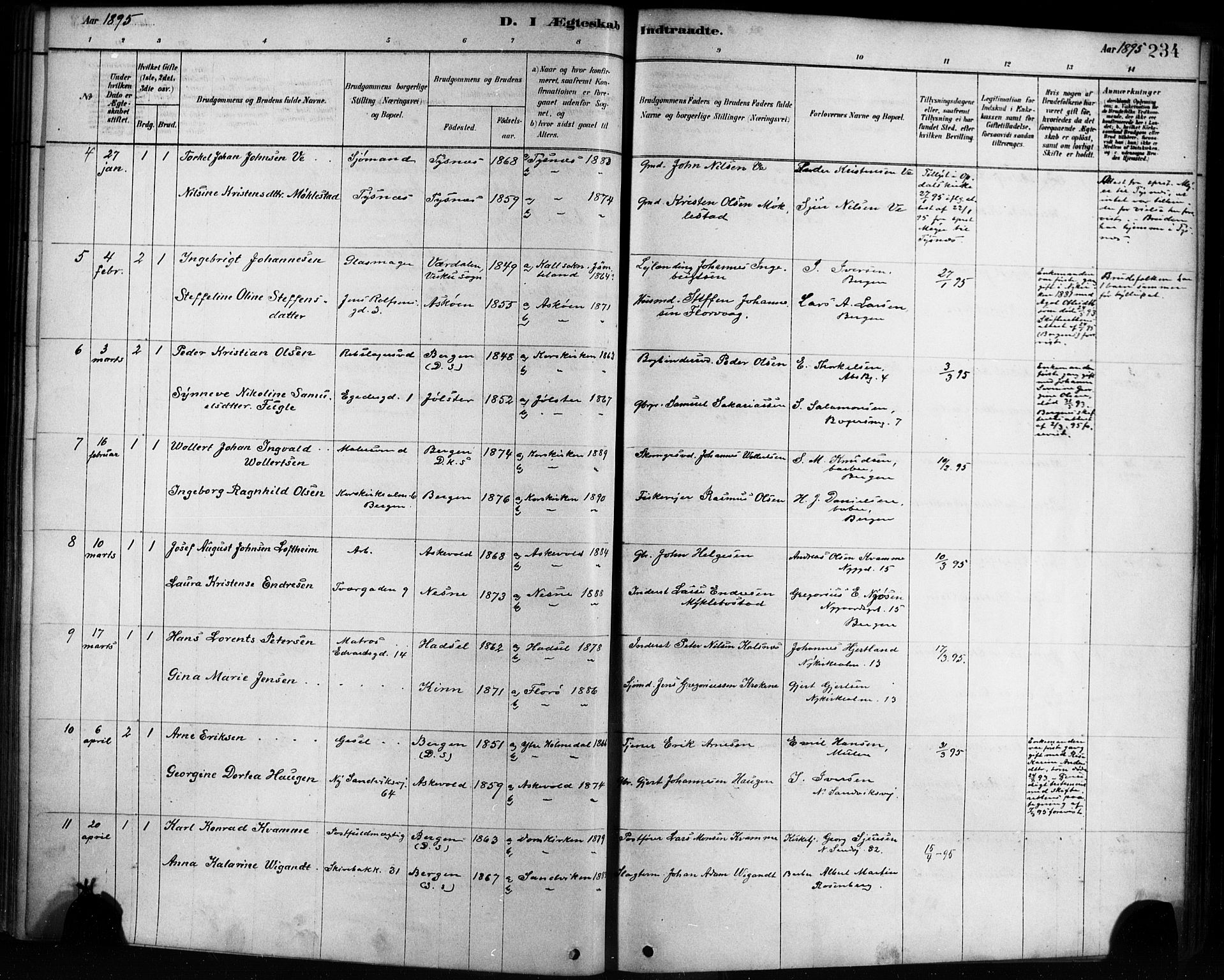 Sandviken Sokneprestembete, AV/SAB-A-77601/H/Ha/L0002: Ministerialbok nr. A 2, 1878-1896, s. 234