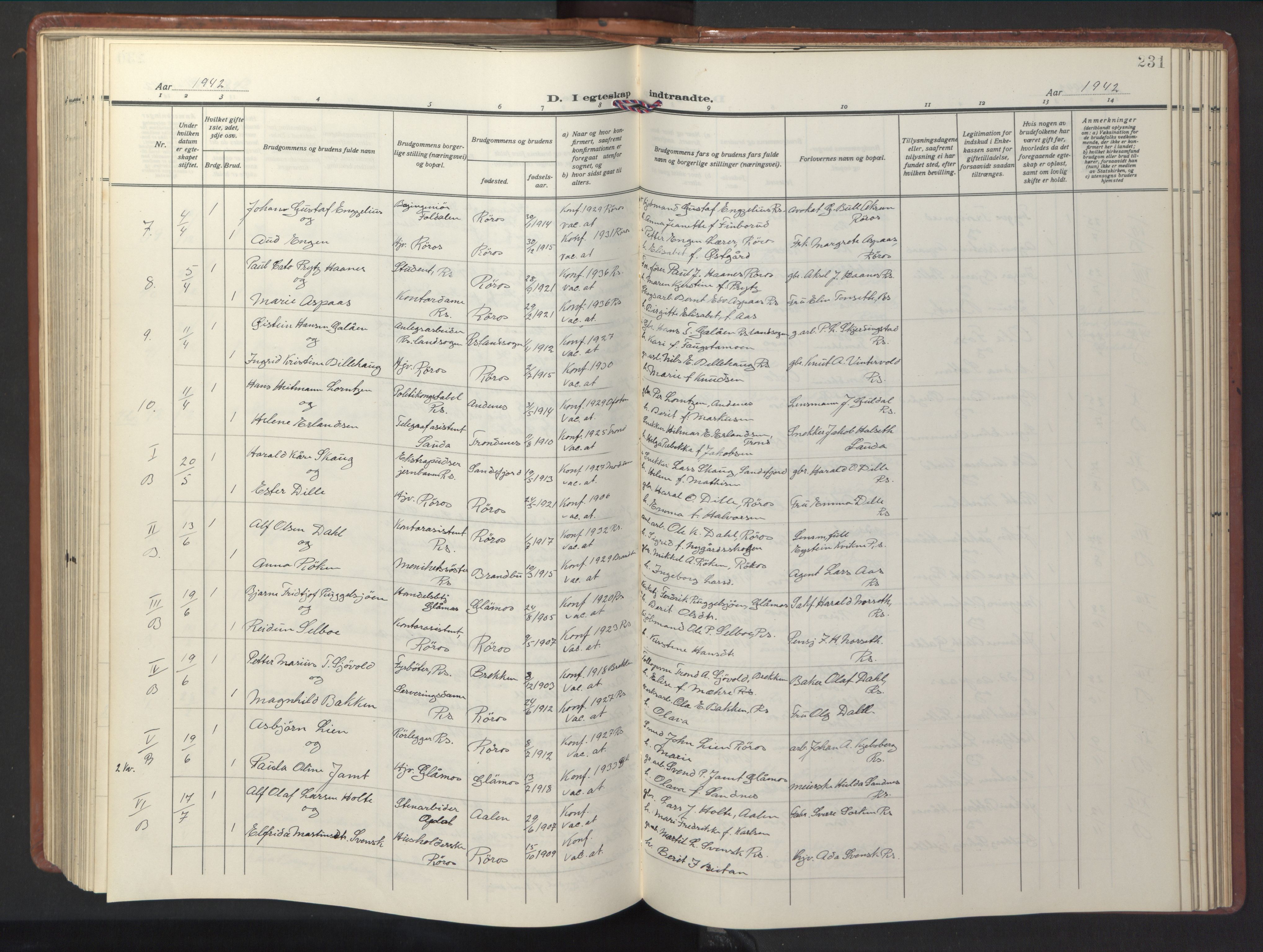 Ministerialprotokoller, klokkerbøker og fødselsregistre - Sør-Trøndelag, AV/SAT-A-1456/681/L0943: Klokkerbok nr. 681C07, 1926-1954, s. 231