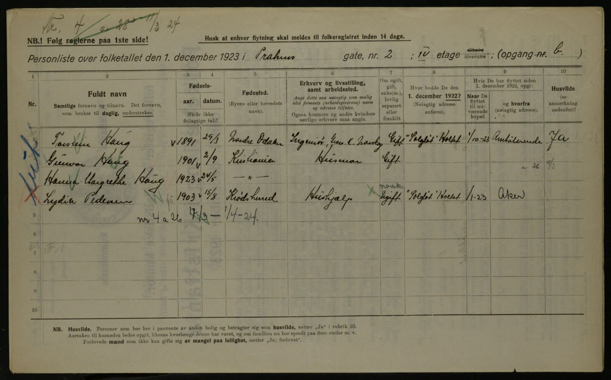 OBA, Kommunal folketelling 1.12.1923 for Kristiania, 1923, s. 89572