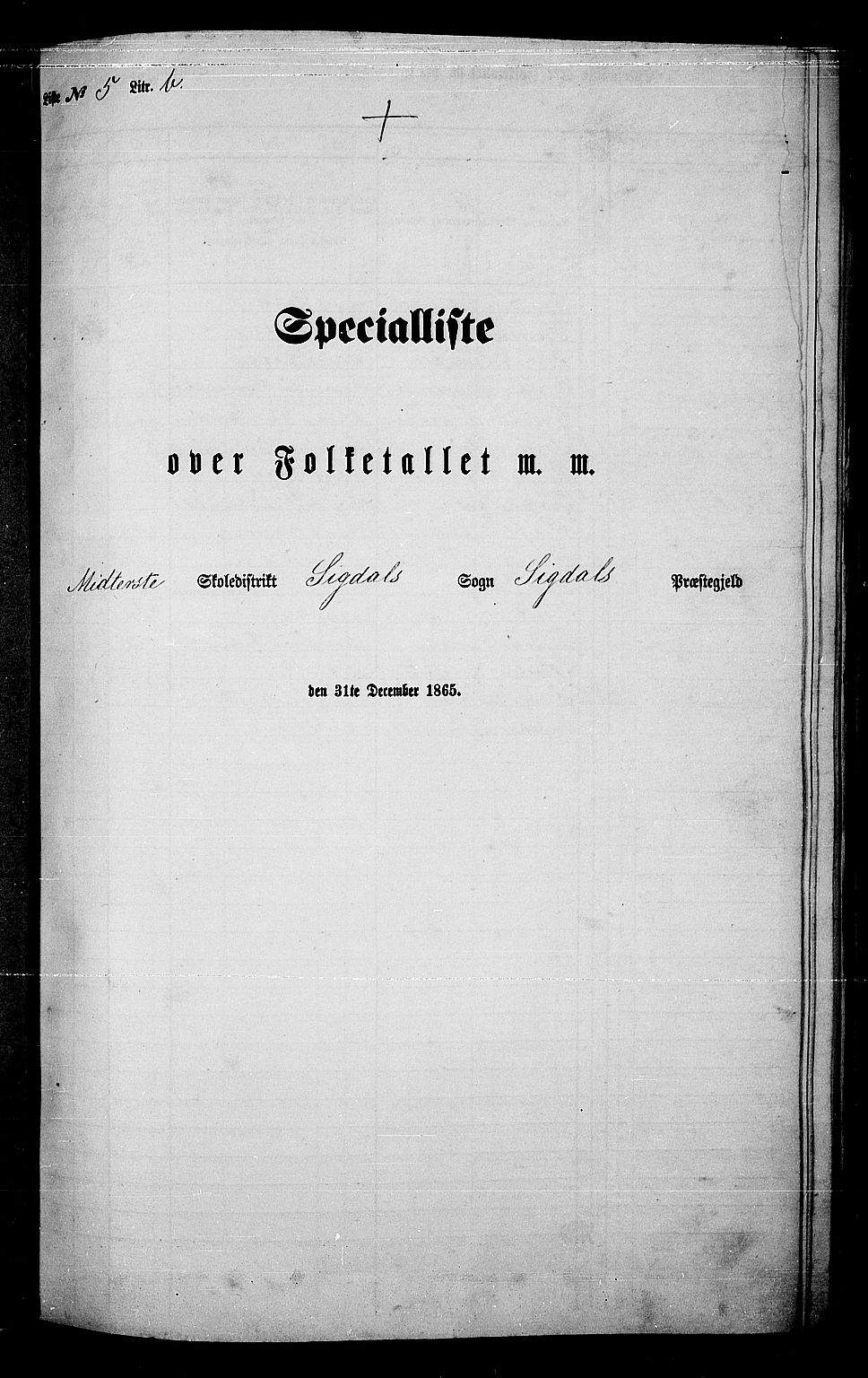 RA, Folketelling 1865 for 0621P Sigdal prestegjeld, 1865, s. 117