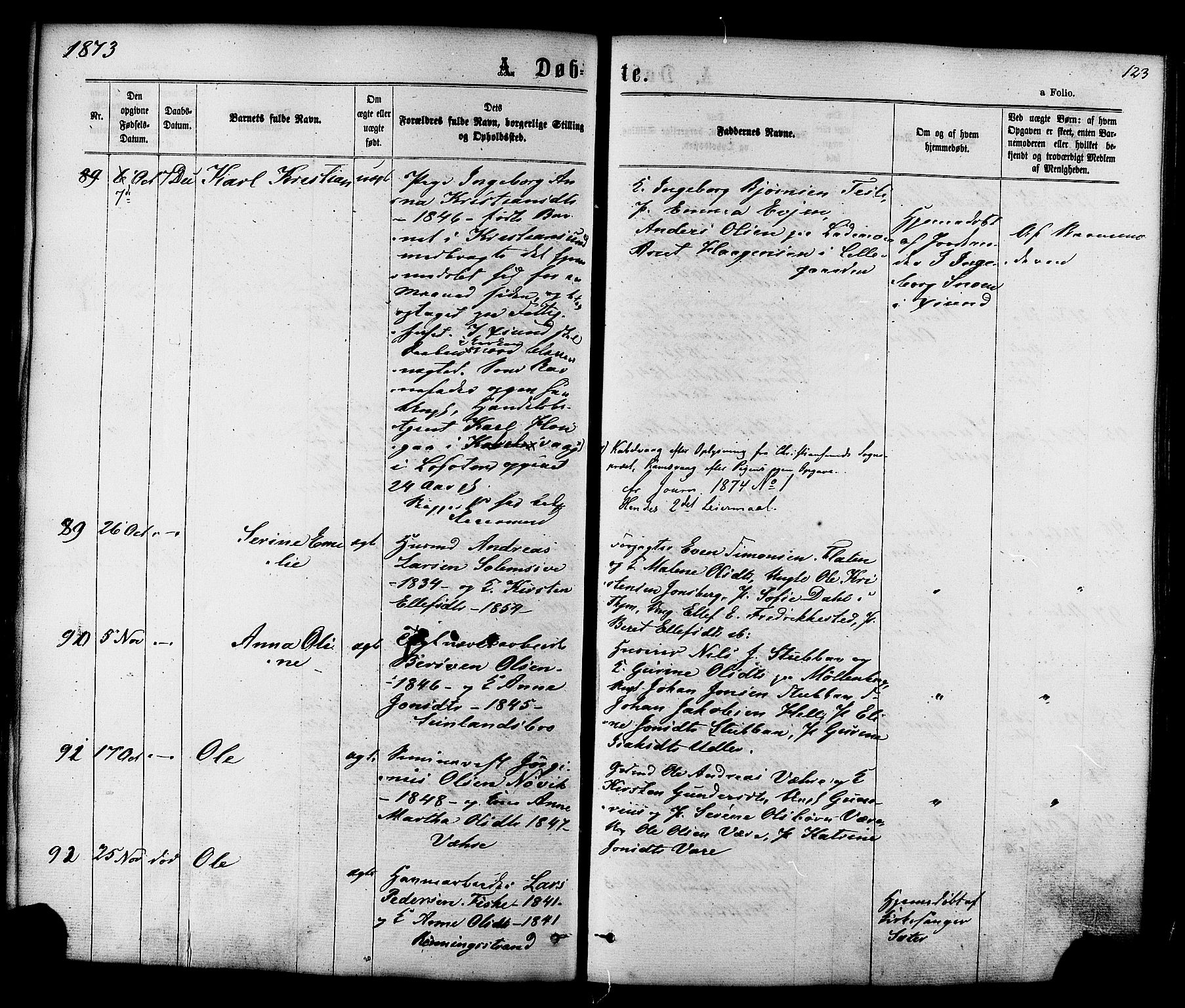 Ministerialprotokoller, klokkerbøker og fødselsregistre - Sør-Trøndelag, SAT/A-1456/606/L0293: Ministerialbok nr. 606A08, 1866-1877, s. 123