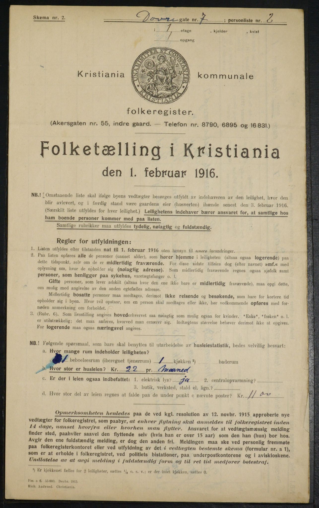 OBA, Kommunal folketelling 1.2.1916 for Kristiania, 1916, s. 16317