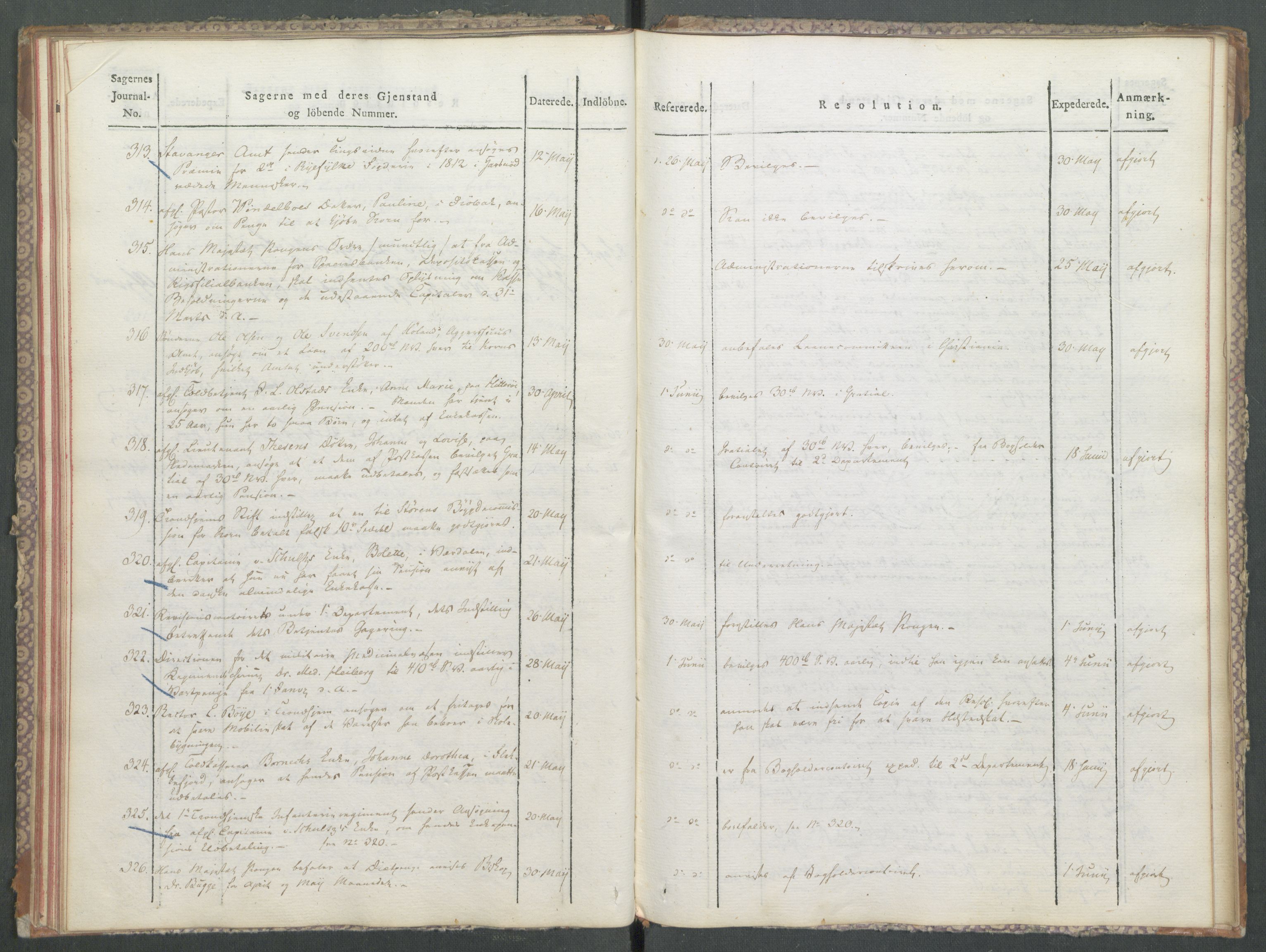 Departementene i 1814, RA/S-3899/Fa/L0006: 1. byrå - Journal A 1-543, 1814, s. 34