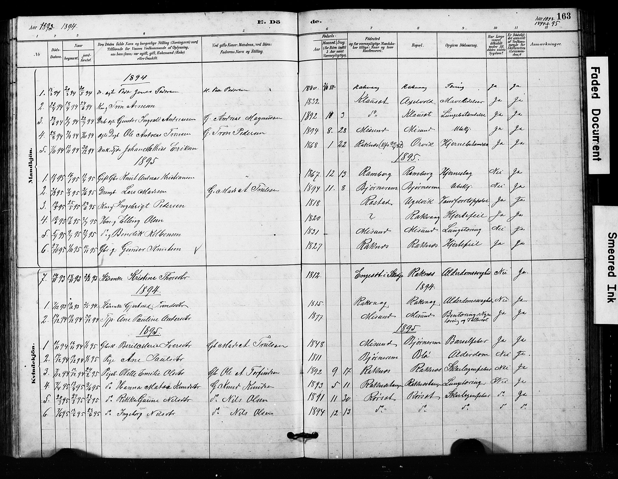 Ministerialprotokoller, klokkerbøker og fødselsregistre - Møre og Romsdal, SAT/A-1454/563/L0737: Klokkerbok nr. 563C01, 1878-1916, s. 163