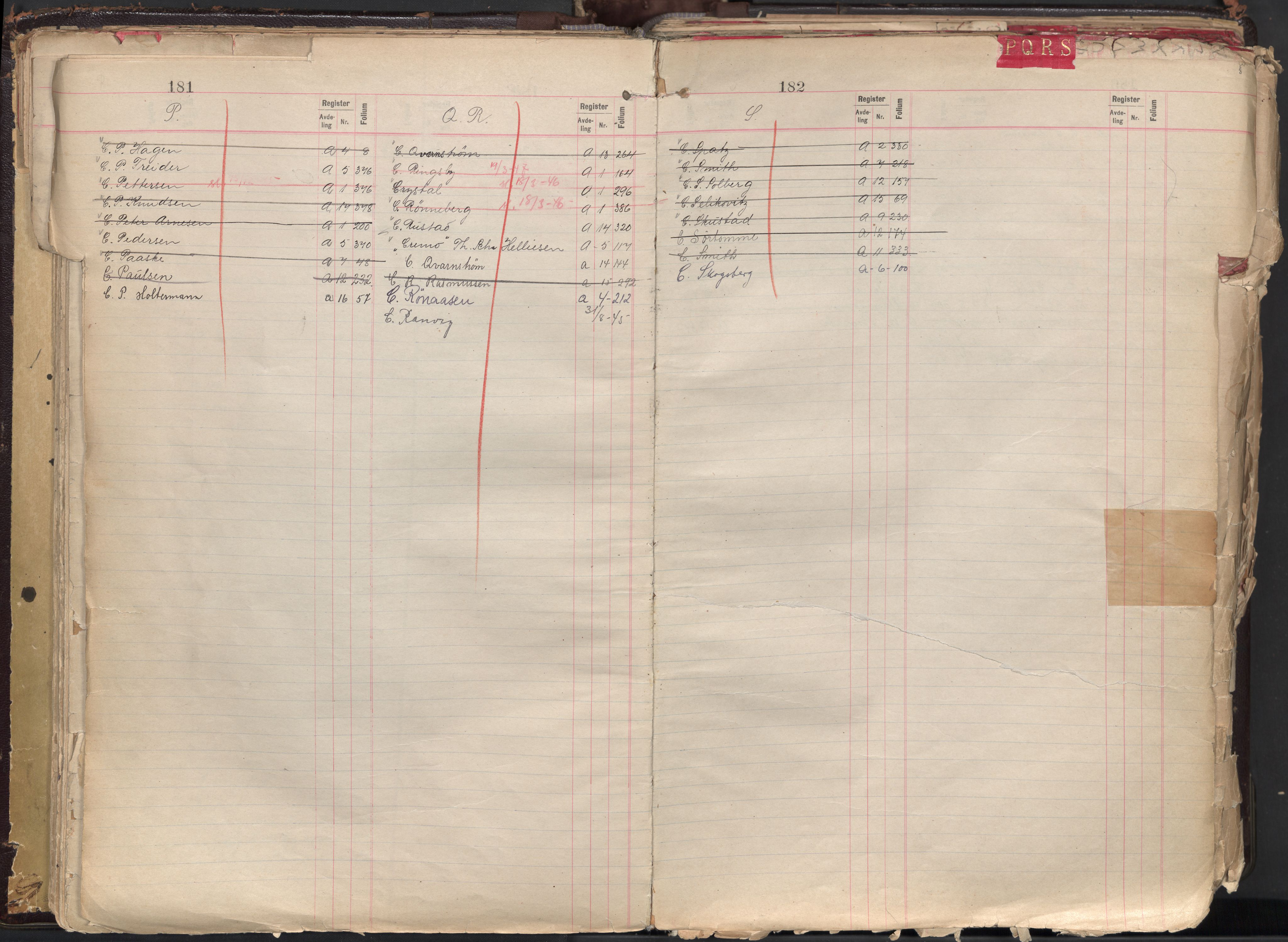 Oslo byfogd avd. II, AV/SAO-A-10942/G/Ga/Gaa/L0004: Firmaregister: A 1-17, ansvarlige firmaer, s. 181-182