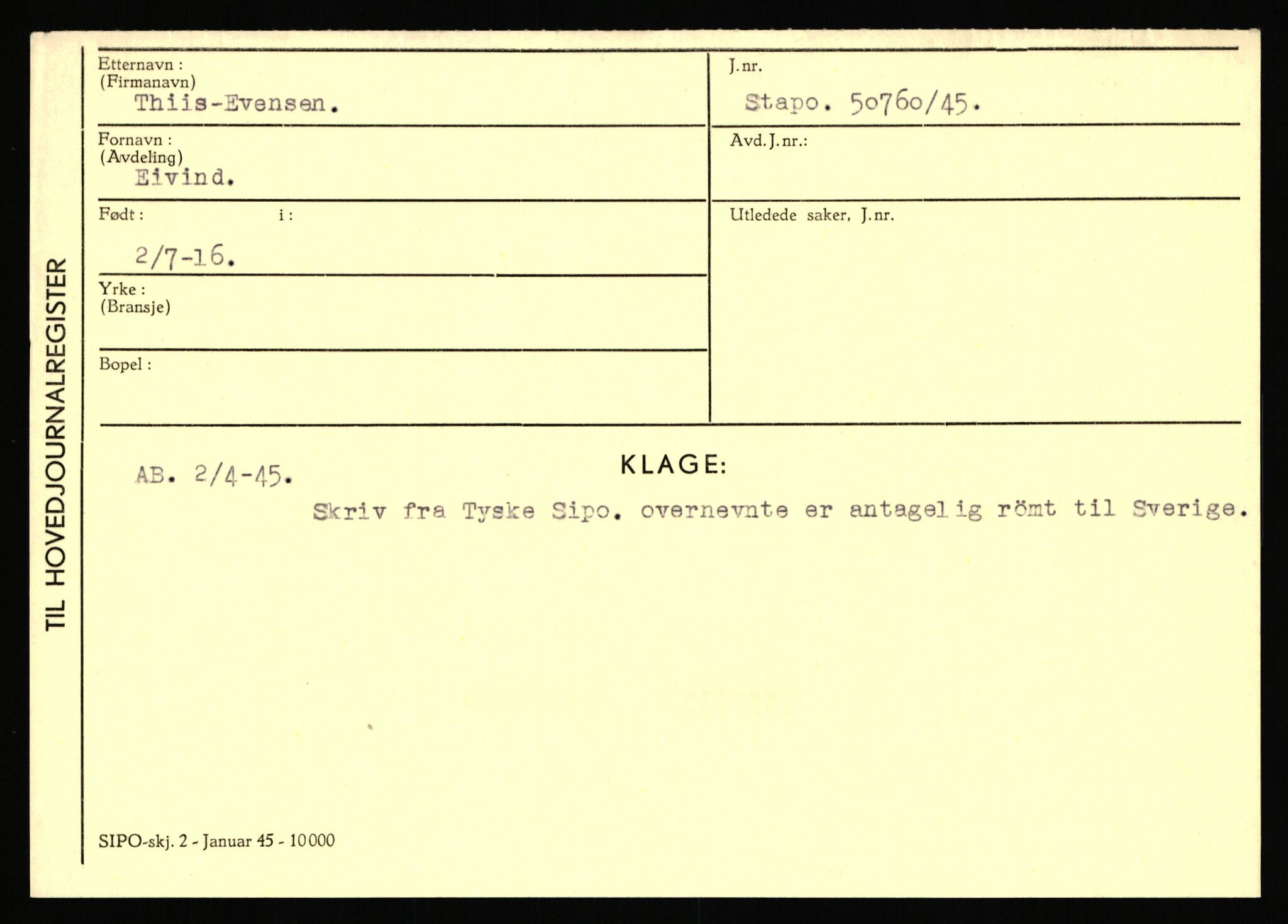 Statspolitiet - Hovedkontoret / Osloavdelingen, AV/RA-S-1329/C/Ca/L0015: Svea - Tøsse, 1943-1945, s. 2378