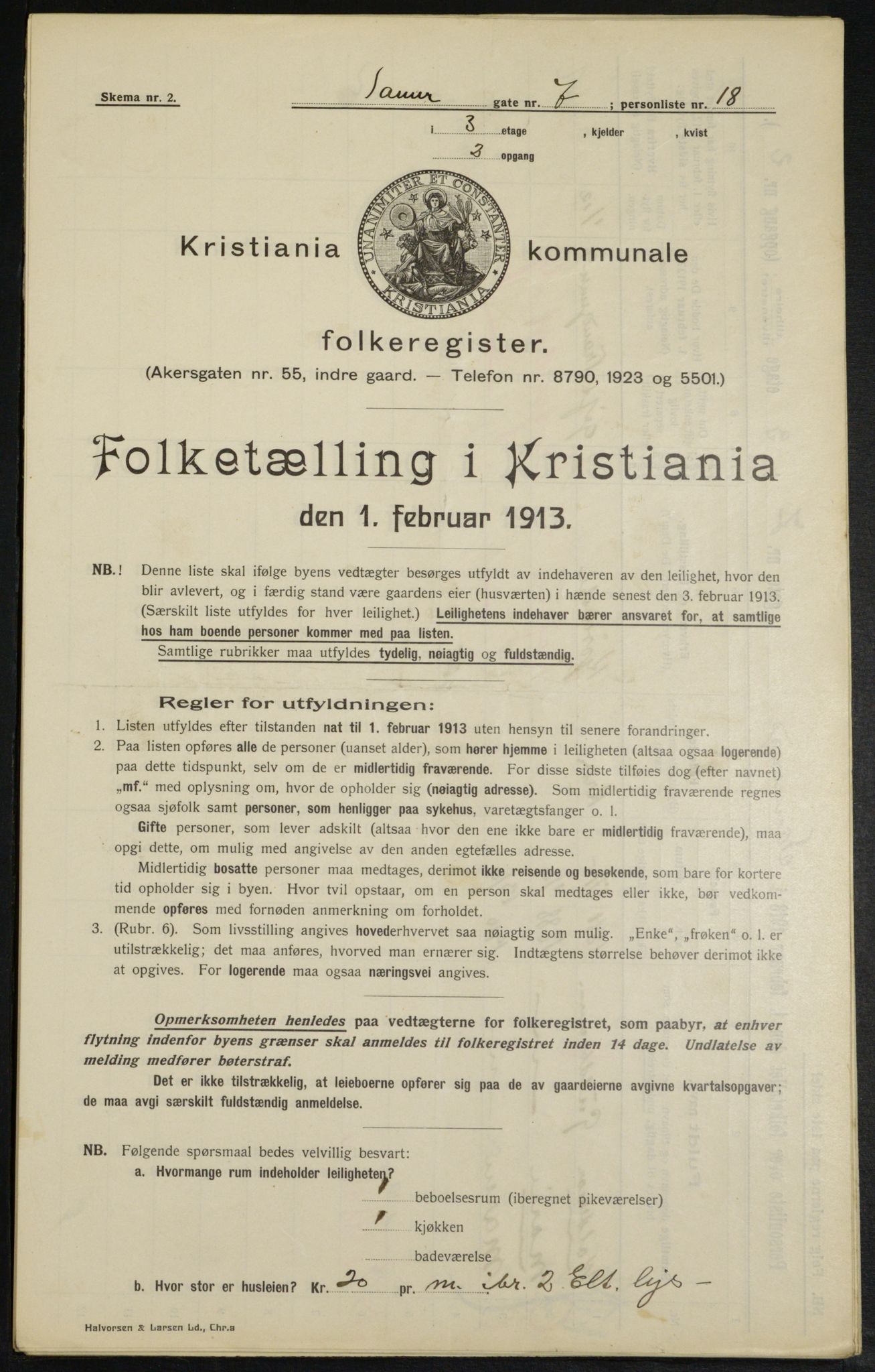 OBA, Kommunal folketelling 1.2.1913 for Kristiania, 1913, s. 88479