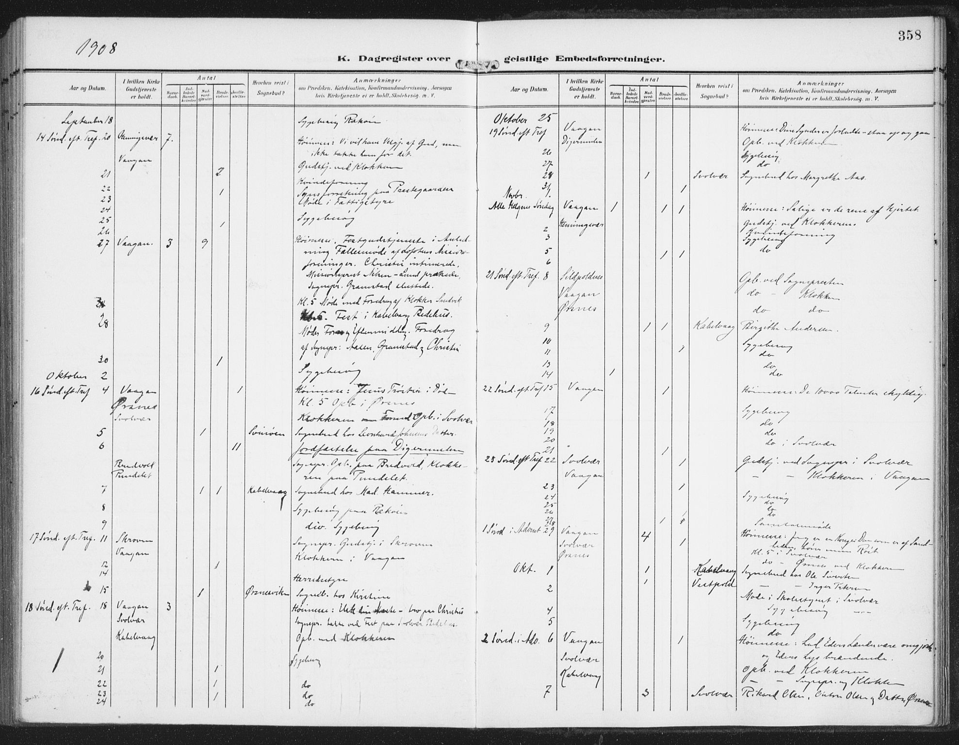 Ministerialprotokoller, klokkerbøker og fødselsregistre - Nordland, AV/SAT-A-1459/874/L1063: Ministerialbok nr. 874A07, 1907-1915, s. 358