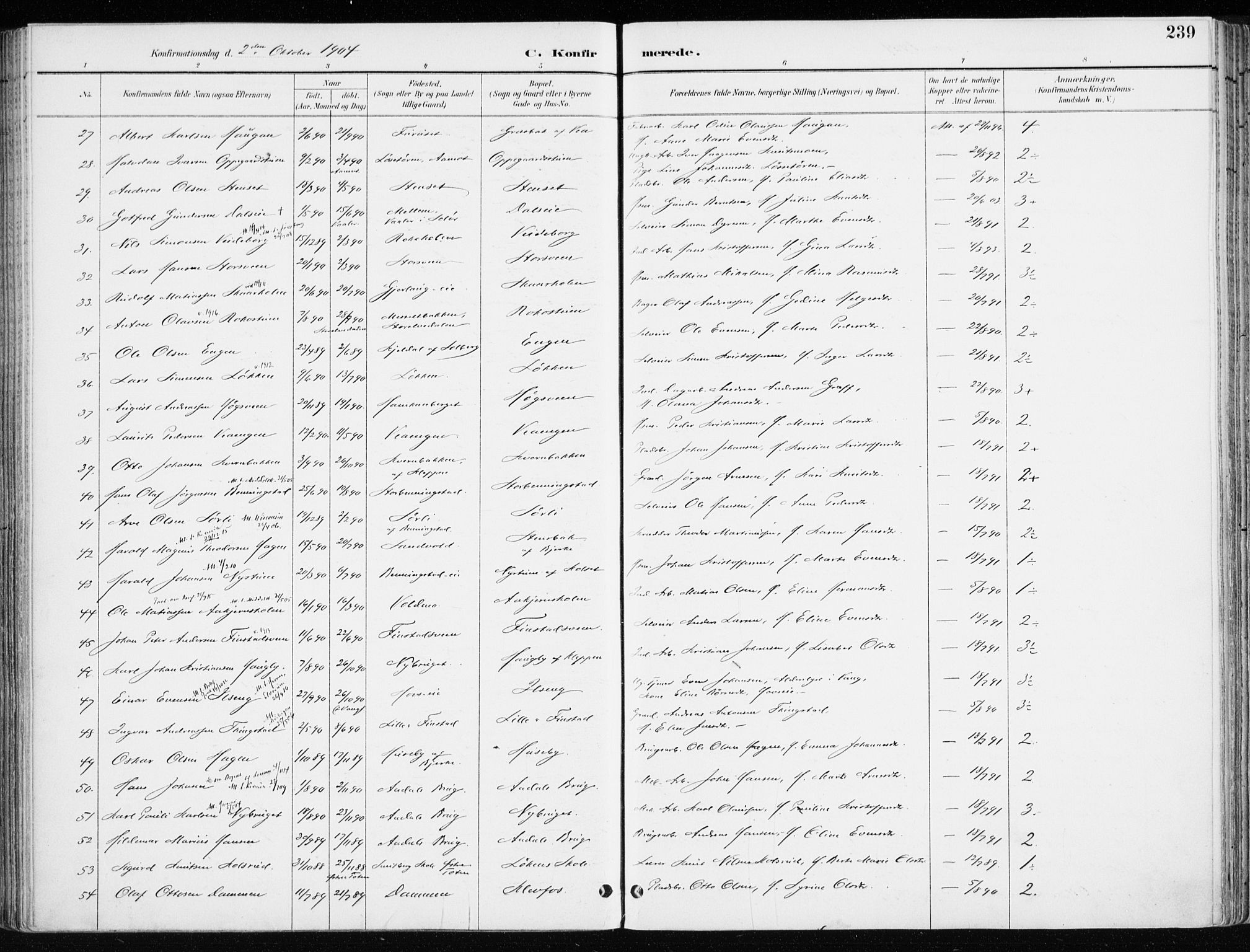 Løten prestekontor, AV/SAH-PREST-022/K/Ka/L0010: Ministerialbok nr. 10, 1892-1907, s. 239