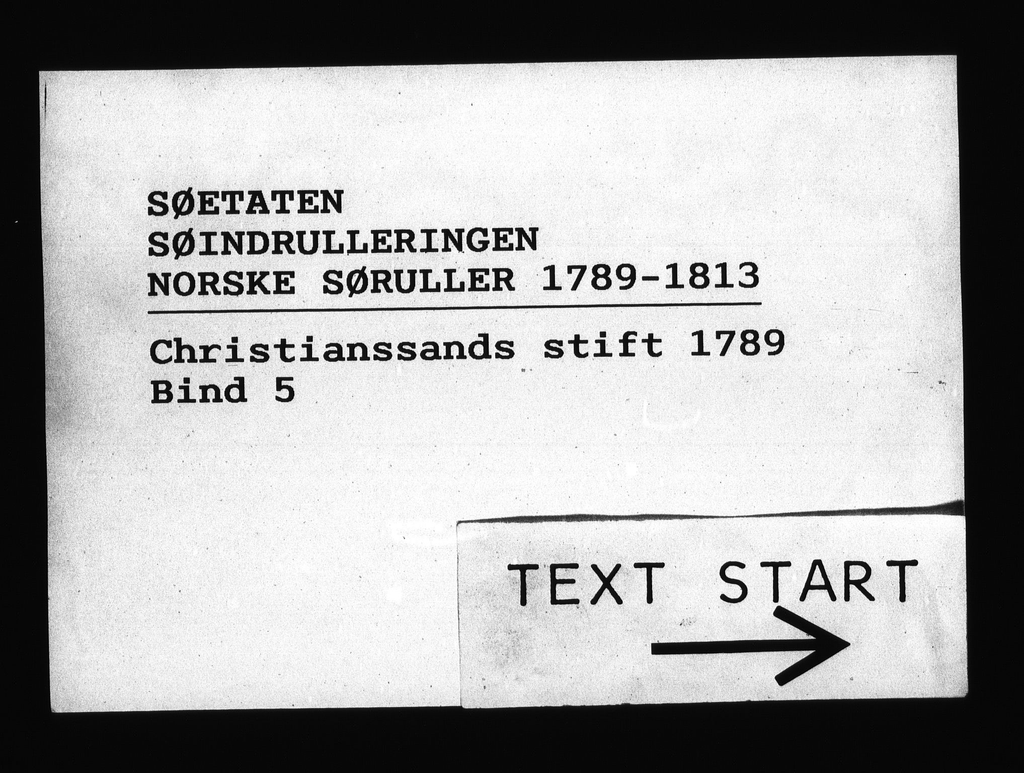 Sjøetaten, AV/RA-EA-3110/F/L0012: Kristiansand stift, bind 5, 1789