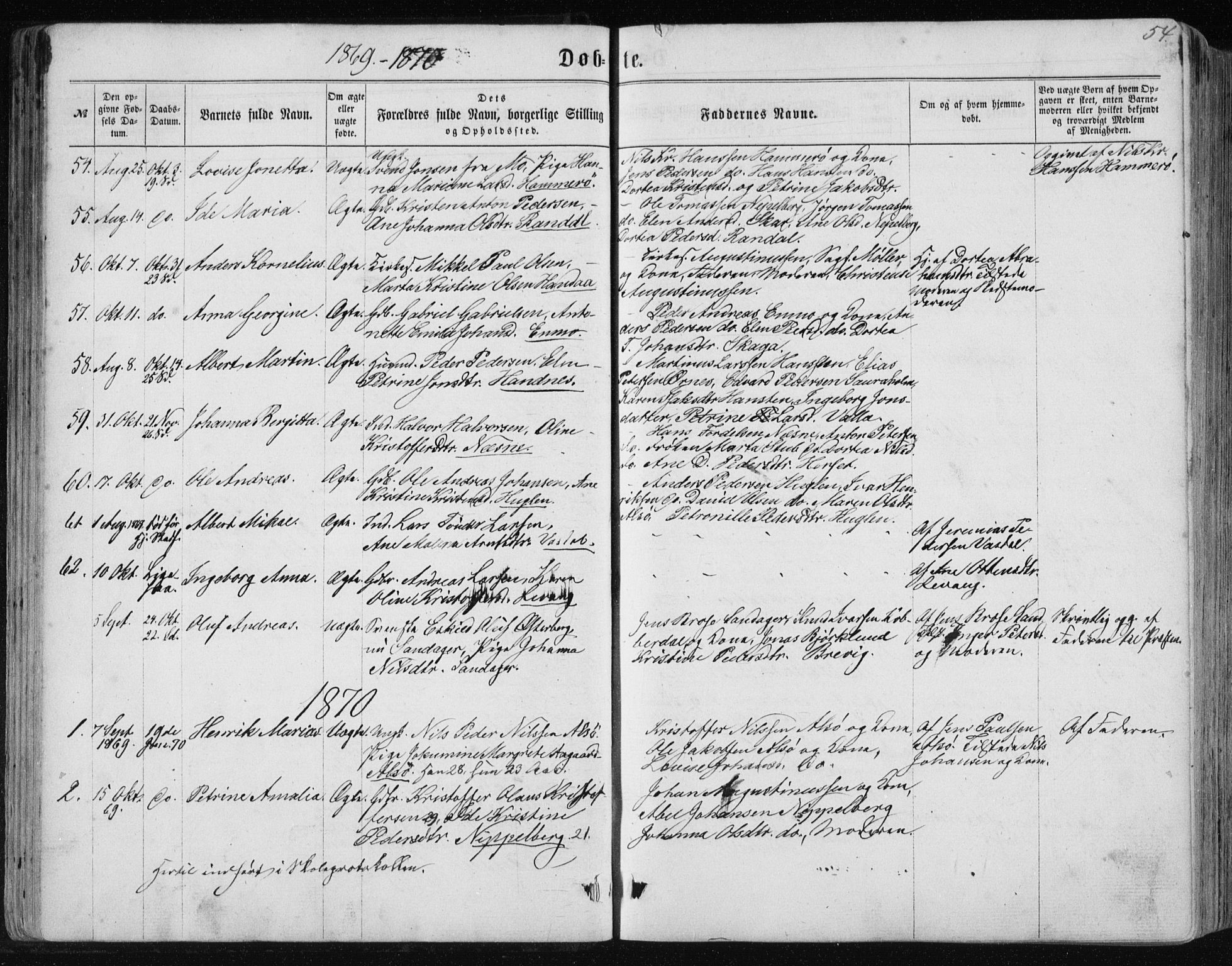Ministerialprotokoller, klokkerbøker og fødselsregistre - Nordland, AV/SAT-A-1459/838/L0556: Klokkerbok nr. 838C03, 1861-1893, s. 54