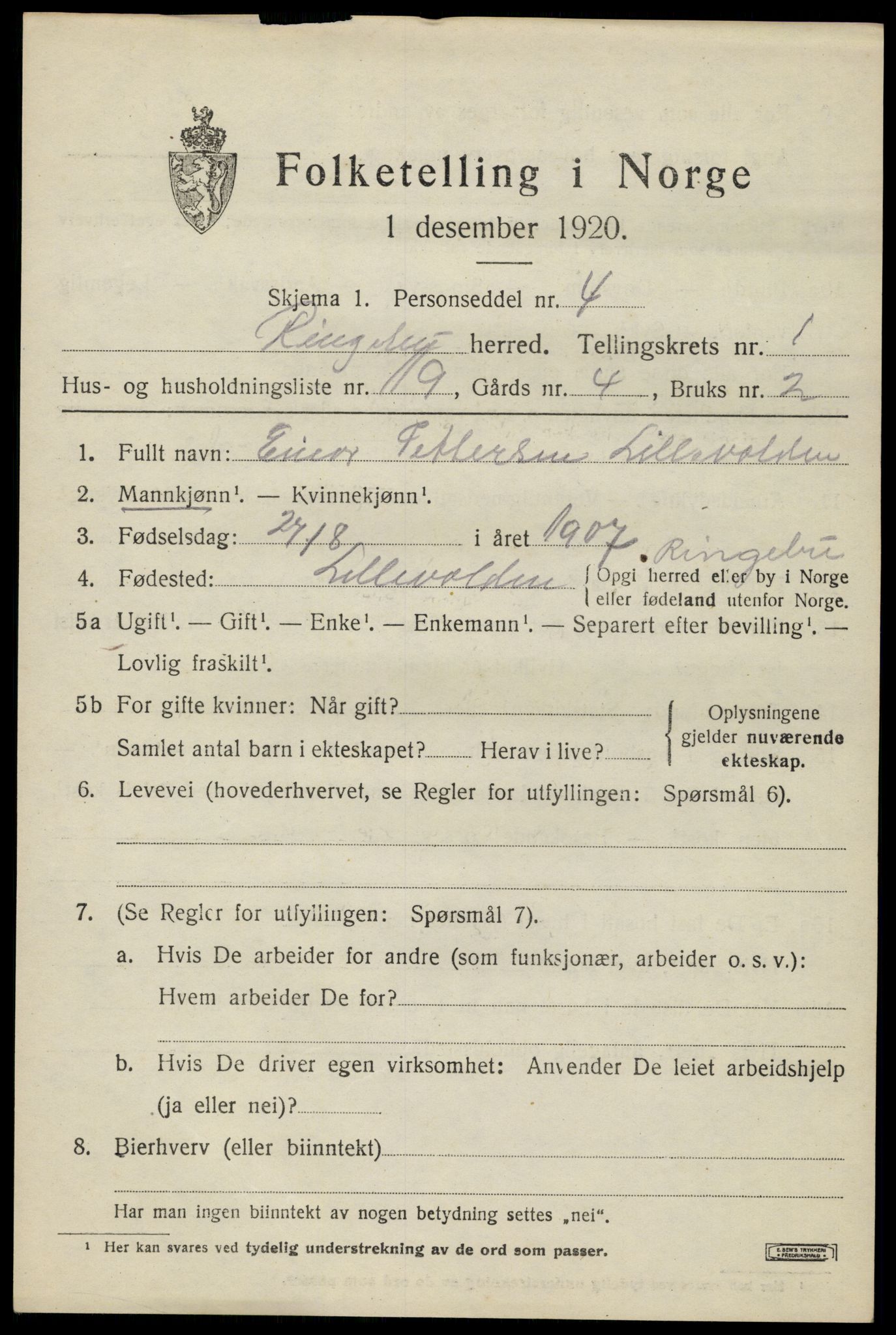 SAH, Folketelling 1920 for 0520 Ringebu herred, 1920, s. 1817