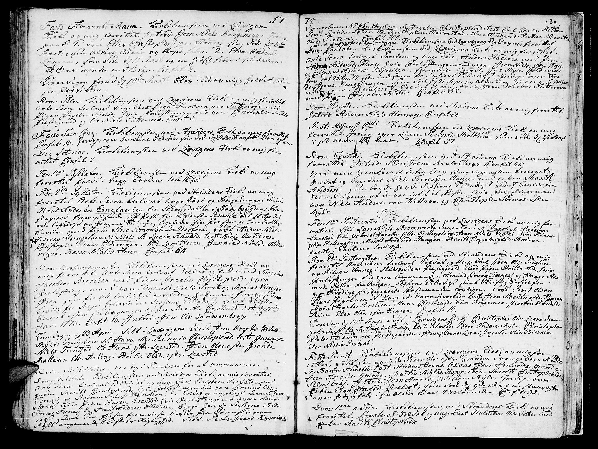 Ministerialprotokoller, klokkerbøker og fødselsregistre - Nord-Trøndelag, AV/SAT-A-1458/701/L0003: Ministerialbok nr. 701A03, 1751-1783, s. 138
