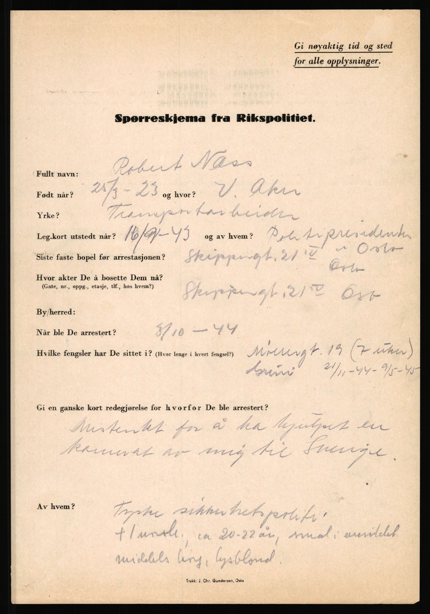 Rikspolitisjefen, AV/RA-S-1560/L/L0012: Mogensen, Øivind - Noraas, Lars, 1940-1945, s. 448