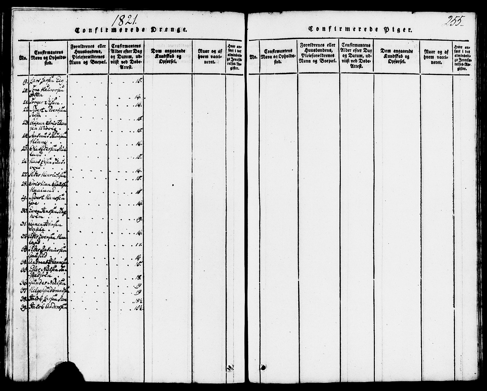 Domkirken sokneprestkontor, AV/SAST-A-101812/001/30/30BB/L0008: Klokkerbok nr. B 8, 1816-1821, s. 255