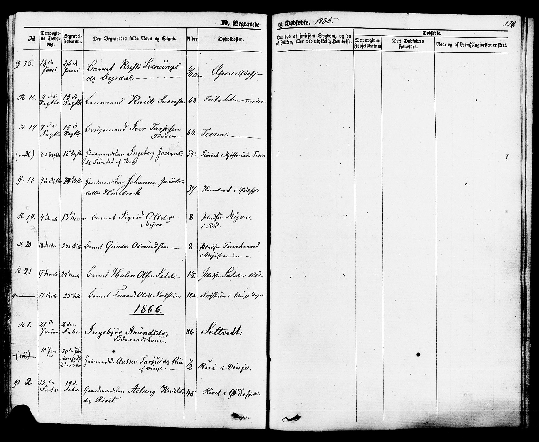 Rauland kirkebøker, AV/SAKO-A-292/F/Fa/L0003: Ministerialbok nr. I 3, 1859-1886, s. 278