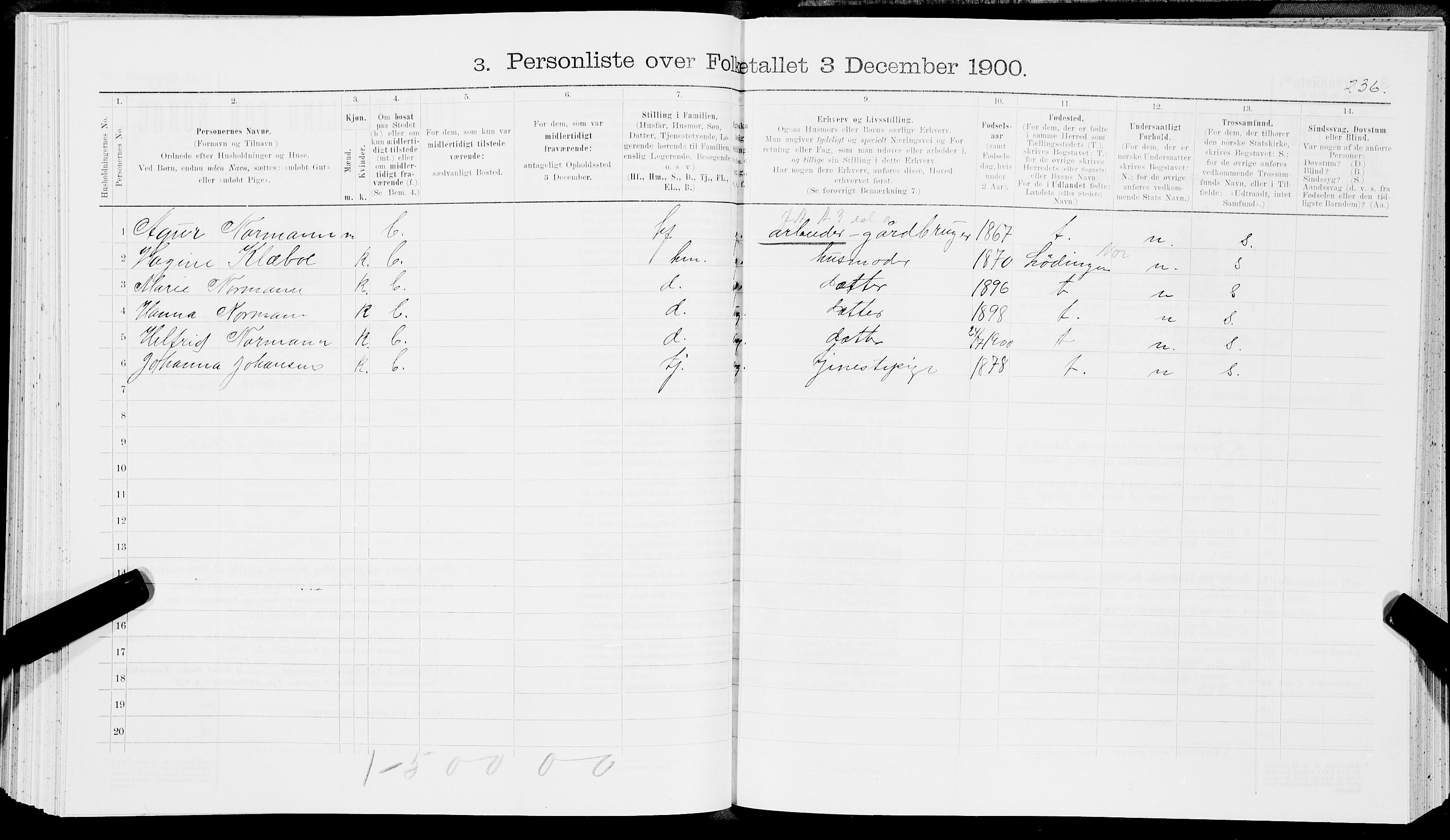 SAT, Folketelling 1900 for 1853 Evenes herred, 1900, s. 933