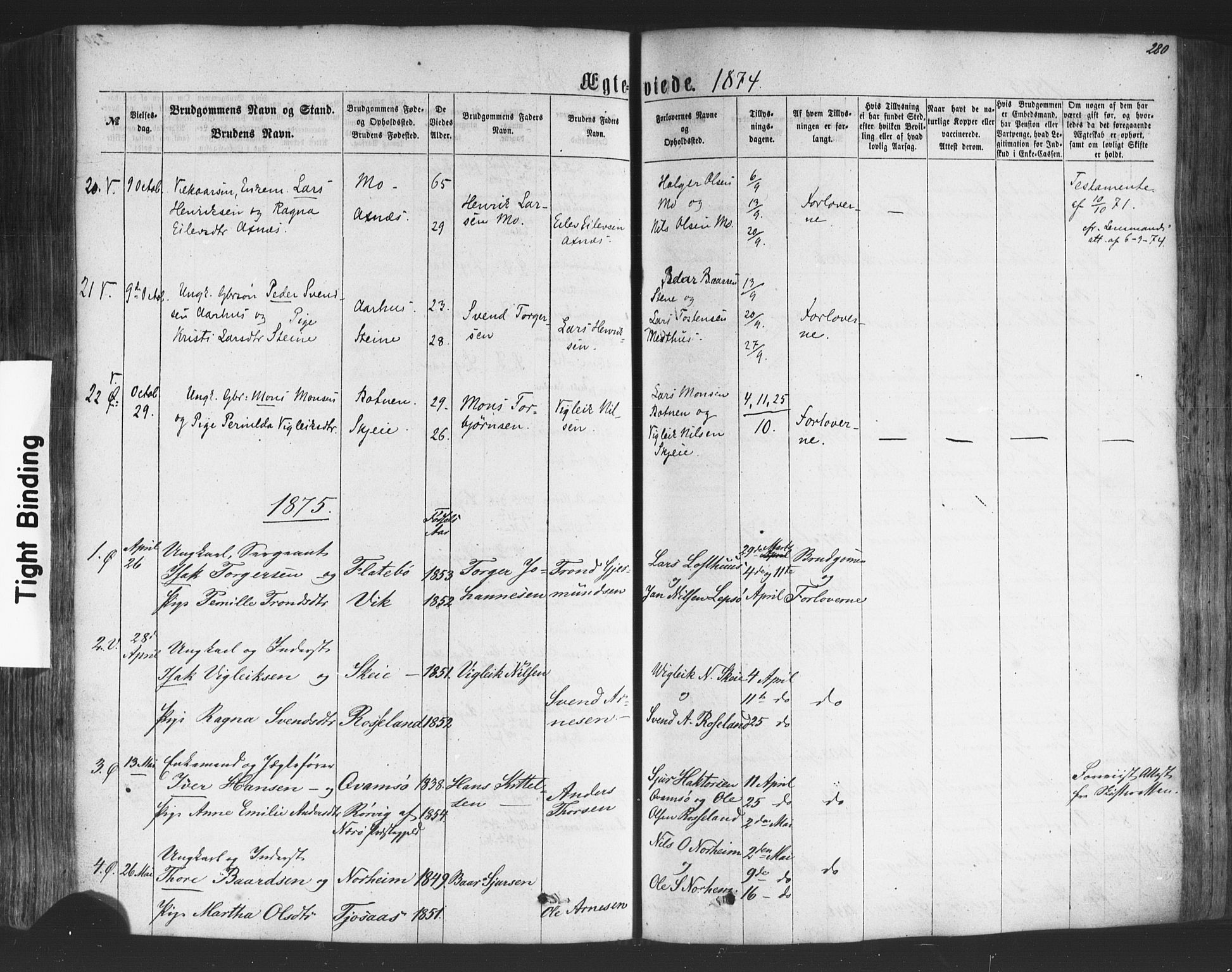 Kvam sokneprestembete, AV/SAB-A-76201/H/Haa: Ministerialbok nr. A 9, 1864-1879, s. 280