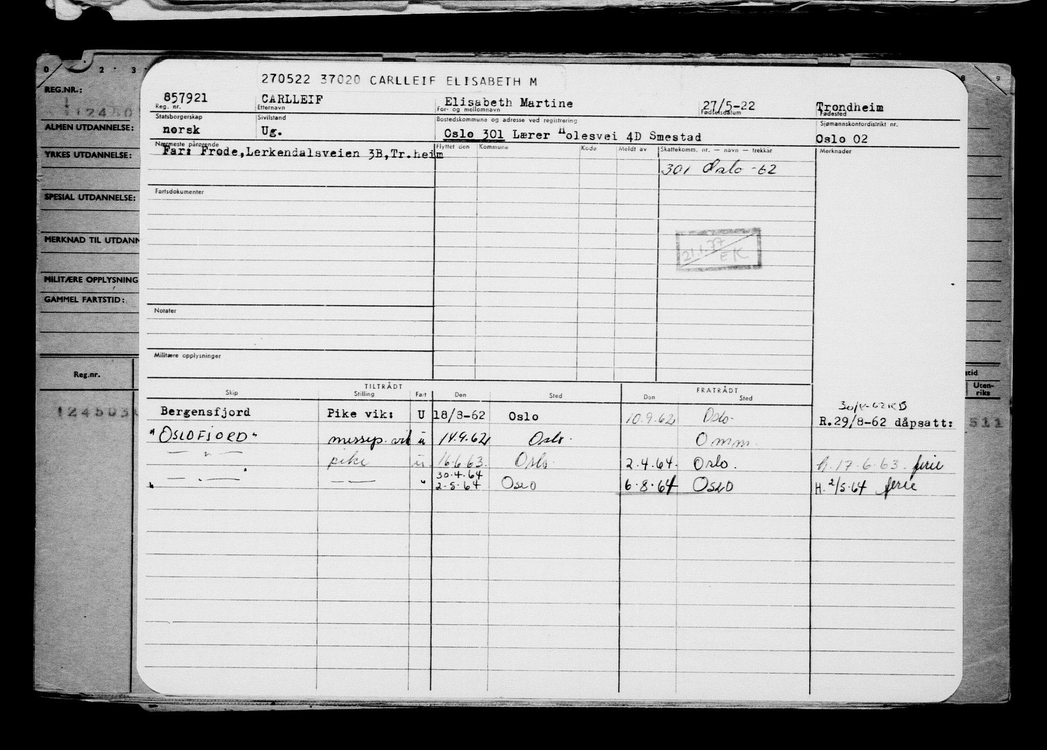 Direktoratet for sjømenn, AV/RA-S-3545/G/Gb/L0207: Hovedkort, 1922, s. 21